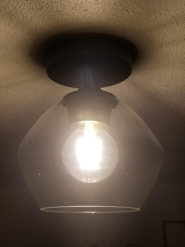 1-Light Semi-Flush Mount Ceiling Lighting with Clear Glass Shade | Clear Glass Shade, Dimmable, E26 Base, Hardwired, Model 65693 customer photo 1