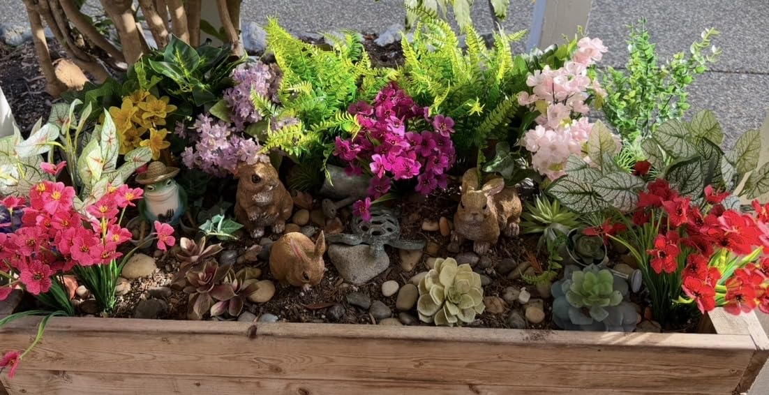 Bunny Decor Set of 3 Resin Easter Garden Statues Outdoor Indoor Home Yard | Easter Rabbit Figurines for Flower Bed Lawn, Spring Yard Decorations customer photo 1