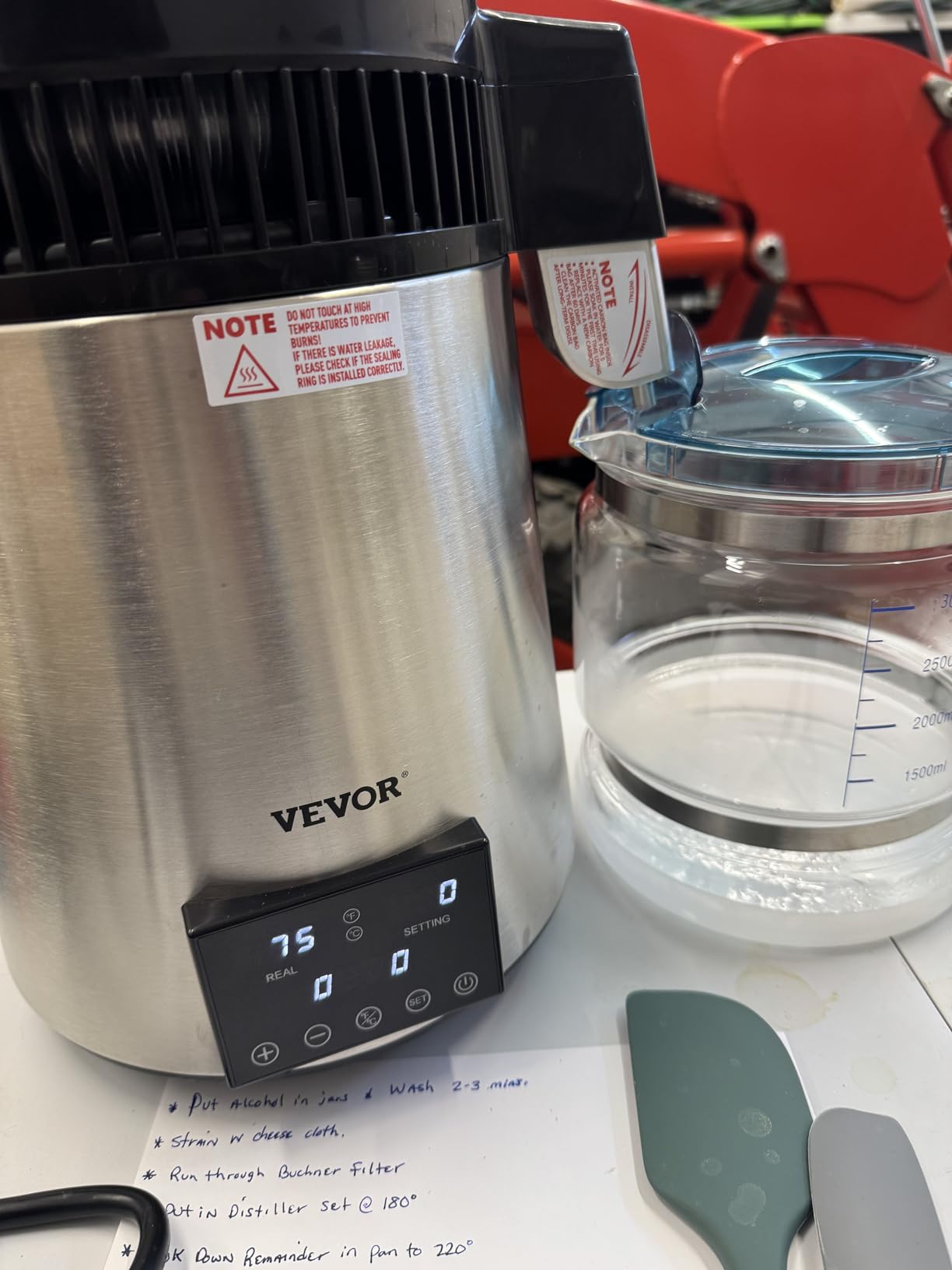 VEVOR Water Distiller, 304 Stainless Steel Countertop Water Stiller, 0.3Gal/H, 0-99H Timing Dual Temp Display, 1.1Gal Distilled Water Maker Machine, Glass Carafe customer photo 2