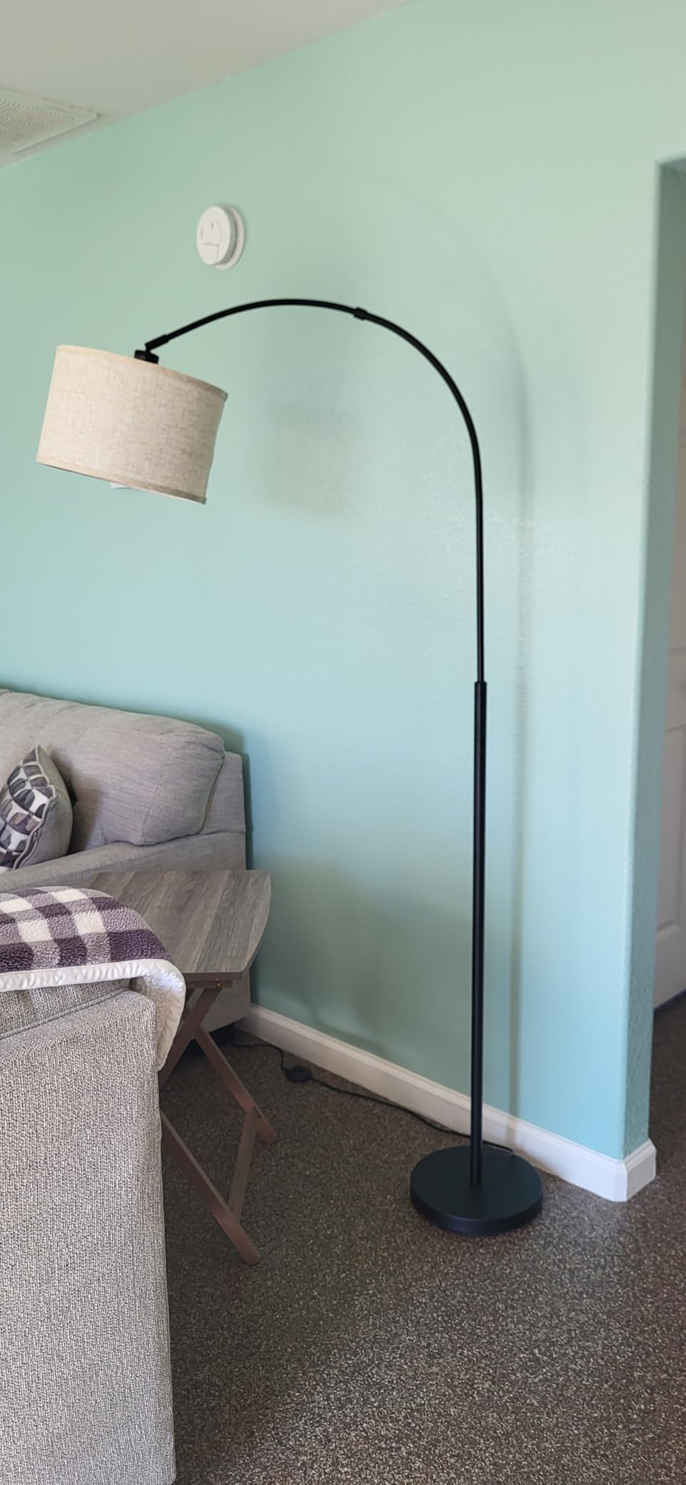 Seaside village Arc Floor Lamps for Living Room, Modern Standing Lamp with Adjustable Hanging Drum Shade, Tall Pole Lamp with Foot Switch, Over Couch Arched Reading Light for Bedroom, Office (Black) customer photo 2