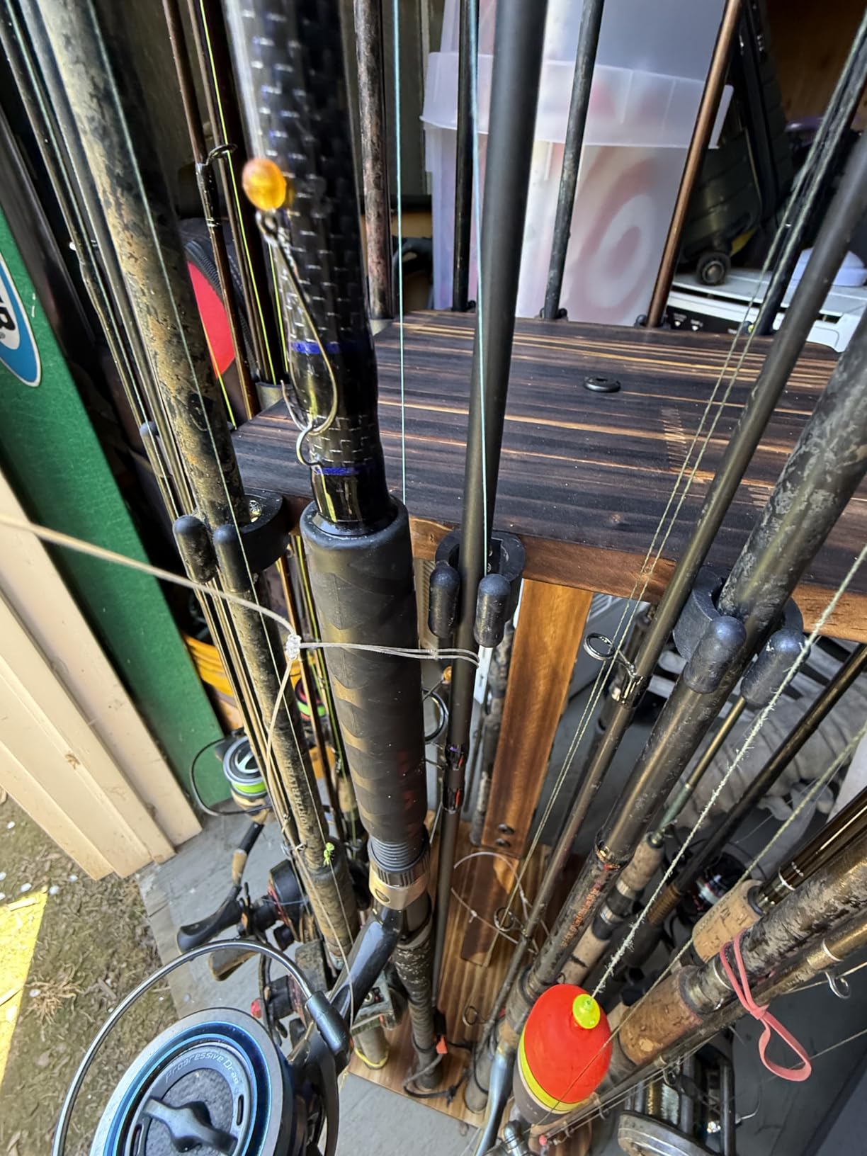 Ghosthorn Rotating Fishing Rod Holder for Garage, Wood Floor Stand Pole Rack | 360 Rotation Pole Rack Keeps 16 Rods Tidy, Durable Stable Easy Assembly Fishing Gear Storage Saving Space for Garage & Boat customer photo 1
