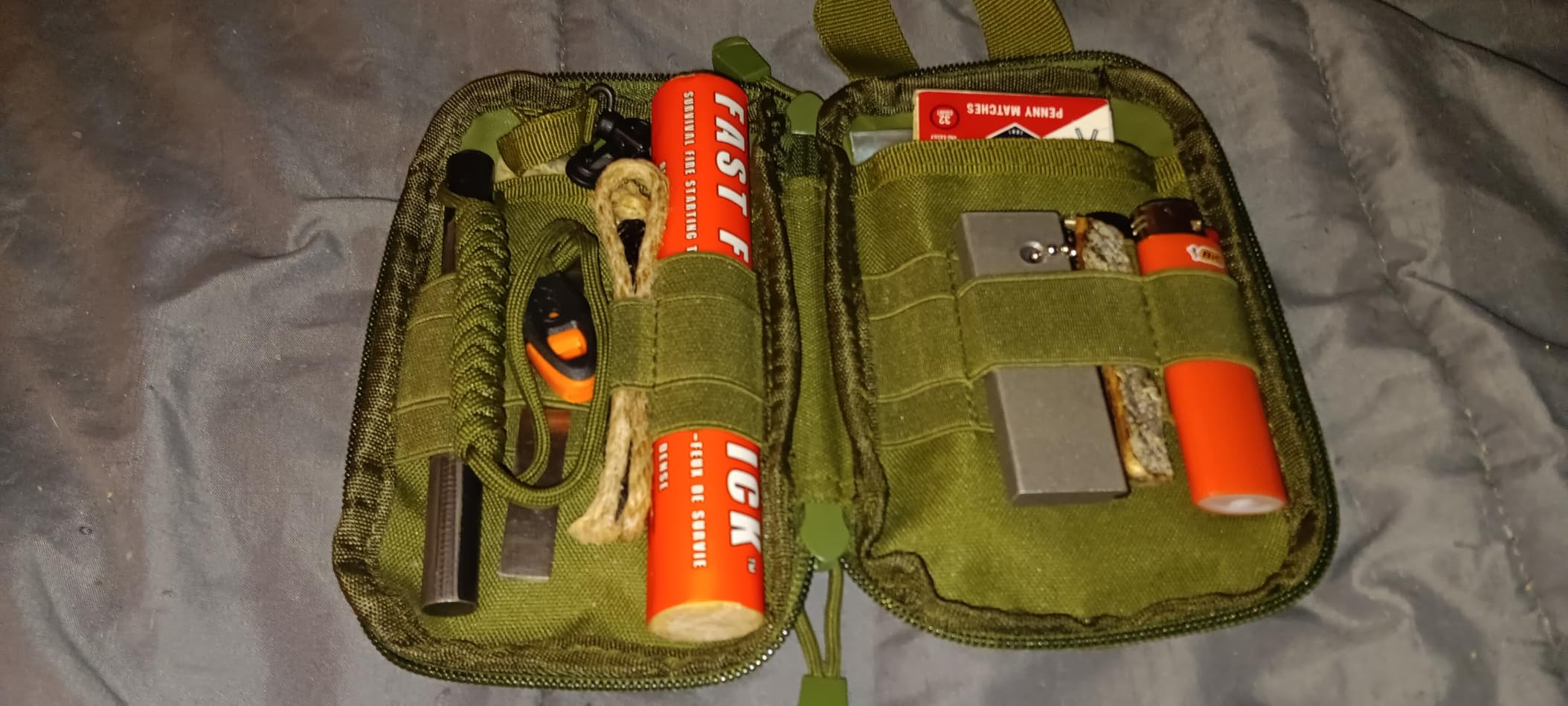 Fire Starter Survival Kit, Larger Ferro Rod with Striker Lanyard 3in Long Flint and Steel, 13.8in Wick Hemp Cord, Multifunctional Bag customer photo 1