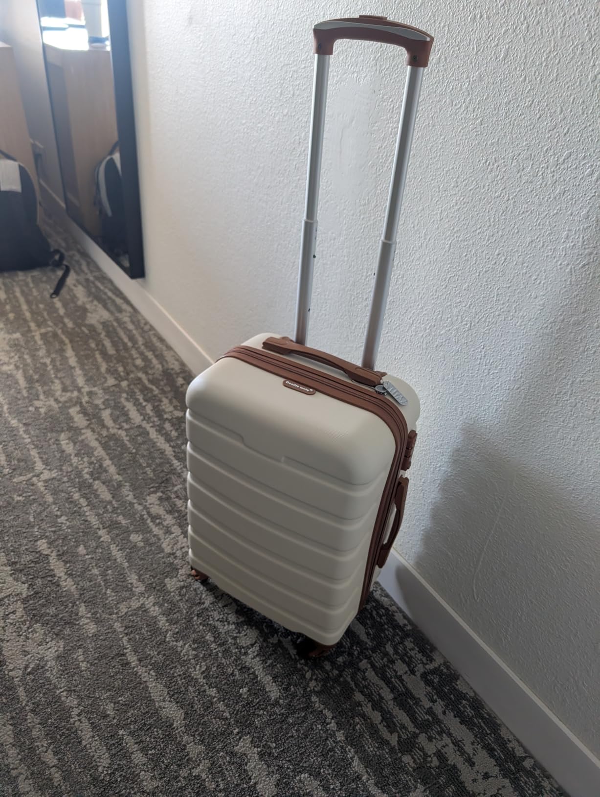 Coolife Luggage Set, Lightweight Durable Hardshell, 4 piece, Apricot White customer photo 1