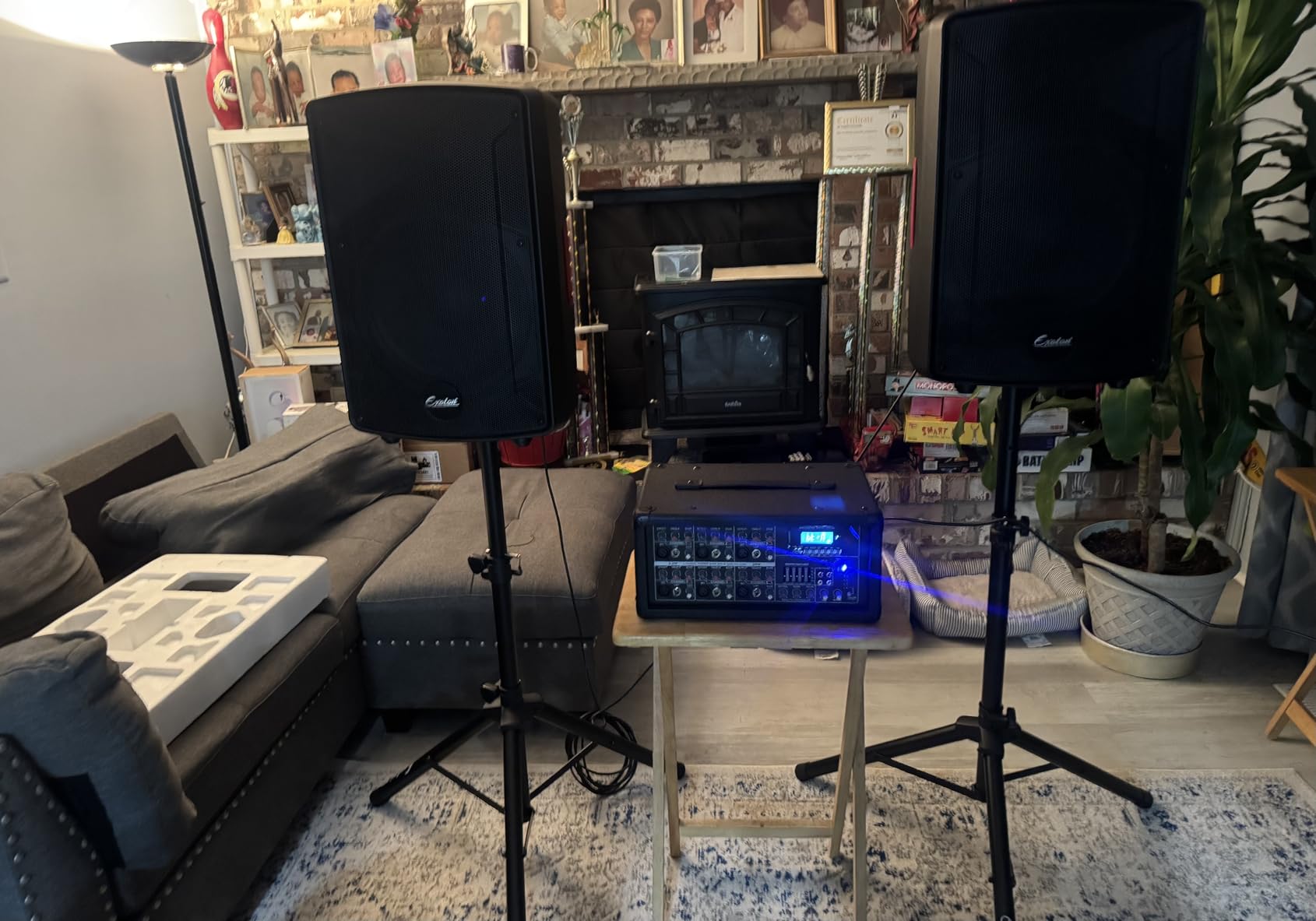 S-1202 12inch 2000W Bluetooth PA System with Powered Mixer Set | Passive Speakers with 6 Channel Mixer /Stands /Mic/ Effect Controller/ 48V Phantom Power, for Indoor&Outdoor customer photo 1