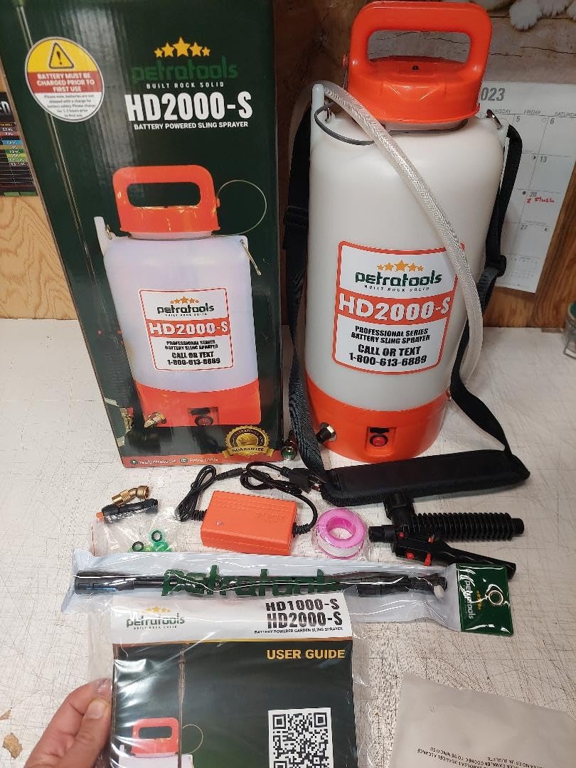 PetraTools HD2000-S 2 Gallon Battery Powered Garden Sprayer, 2 Hour Runtime | Weed Sprayer w/ 4 Ft Hose, Extendable Wand, 2 Nozzles - For Lawn Care, Weed & Pest Control, Fertilizing - Up to 20 ft Reach customer photo 1