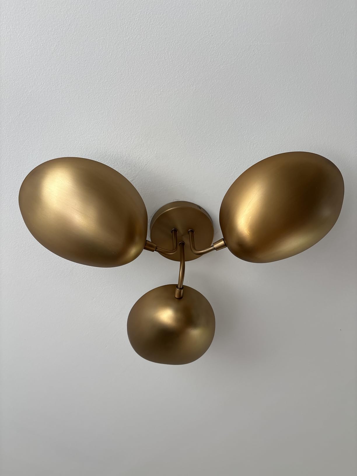 Nathan James Argo Semi Mount Flush Ceiling Light, 3-Lights Modern Retro Lighting with White Rounded Shades for Hallway, Dining Room and Bedroom, Brass Gold/White customer photo 2