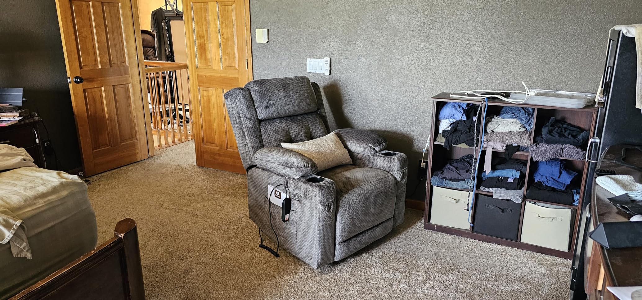 MCombo Triple Motor Power Lift Recliner Chair, Fabric 7664 (Grey, Small) | Massage and Heat, Adjustable Headrest, Lay Flat, Infinite Position, 4.7