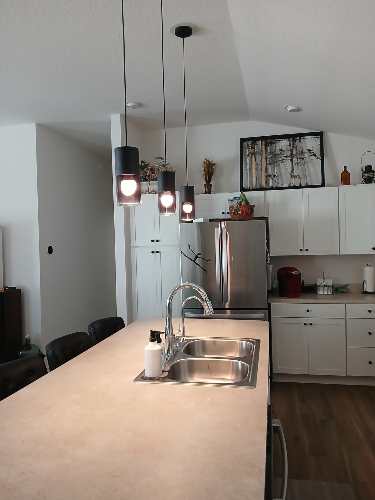 2-Pack Black Pendant Light Fixtures, Adjustable Modern Pendant Lights for Kitchen Island, Industrial Glass Pendant Lights for Dining Table Hallway Bedroom Living Room customer photo 1
