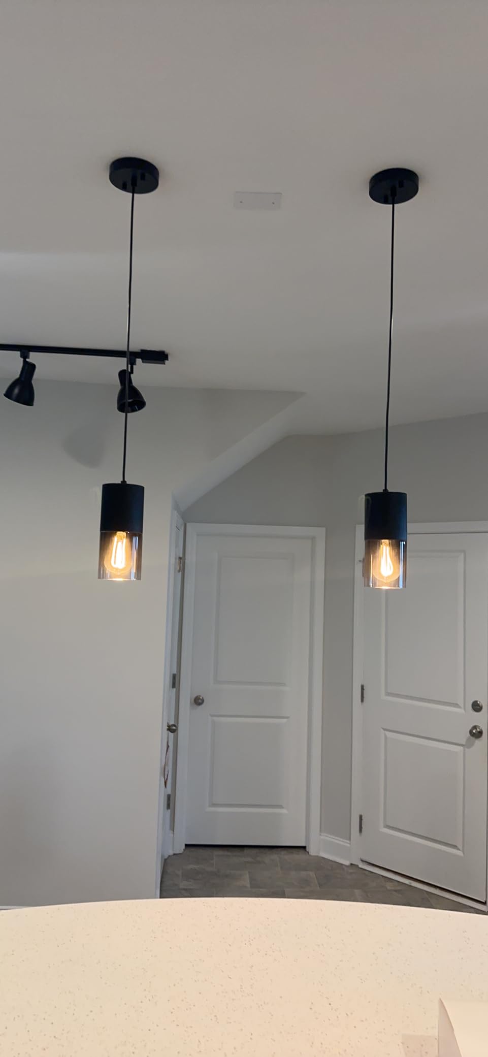 2-Pack Black Pendant Light Fixtures, Adjustable Modern Pendant Lights for Kitchen Island, Industrial Glass Pendant Lights for Dining Table Hallway Bedroom Living Room customer photo 2