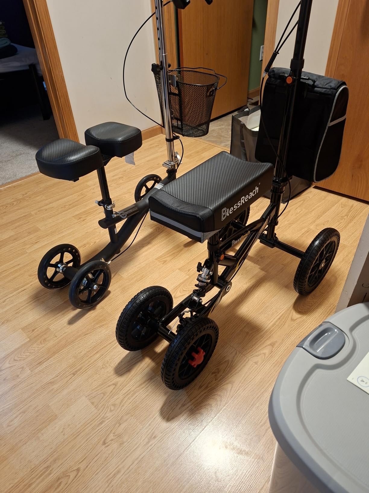 BlessReach Foldable All Terrain Knee Scooter for Adults for Foot Injuries | 300lbs Foldable Leg Knee Scooter, Disc Brake System, 13