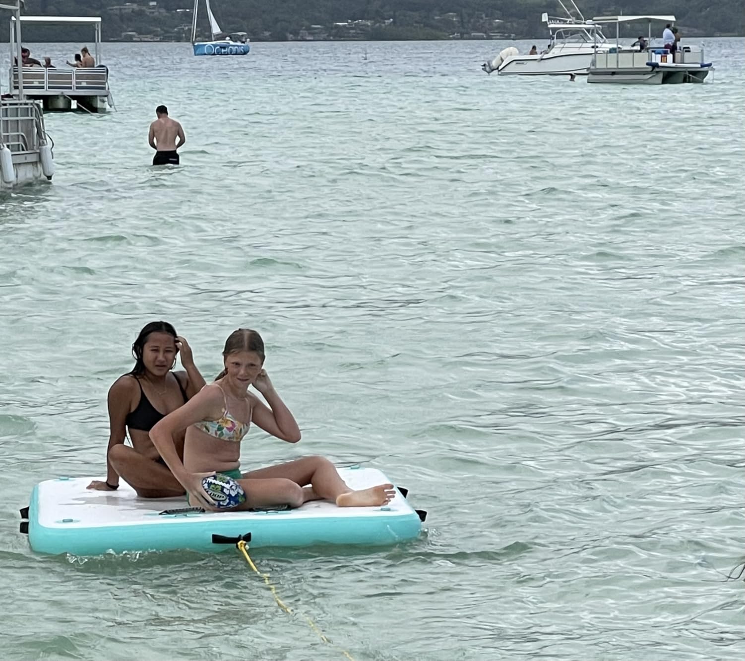 5ft/6ft/8ft/10ft Floating Dock Water Platform, Multi-People Inflatable Floating Mat | Stable dock platform structure, suitable for lake, boats, water island and swimming pool for group water activities customer photo 1