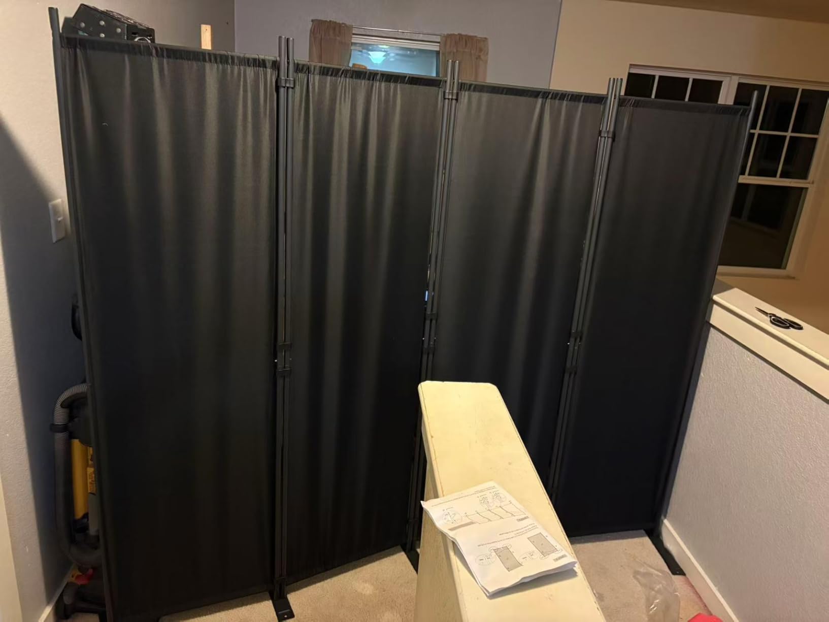 Room Divider 4 Panel-88''Wide, 6FT Folding Privacy Screens | Wider Metal Base & Non-wobbly, Fabric Divider Panel for Room Partition,Portable Wall Divider Screen for Bedroom,Office,Studio customer photo 1