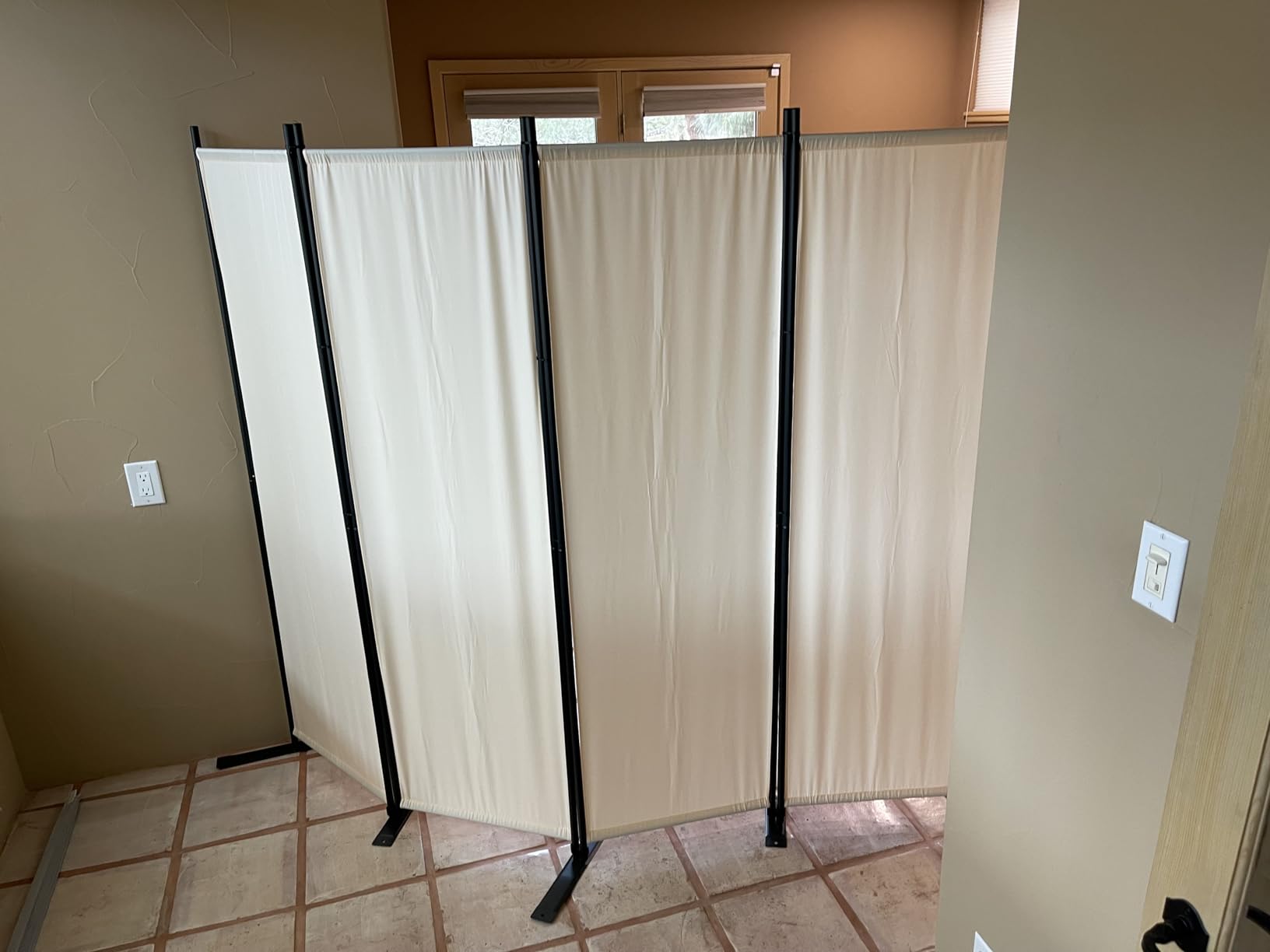 Room Divider 4 Panel-88''Wide, 6FT Folding Privacy Screens | Wider Metal Base & Non-wobbly, Fabric Divider Panel for Room Partition,Portable Wall Divider Screen for Bedroom,Office,Studio customer photo 2