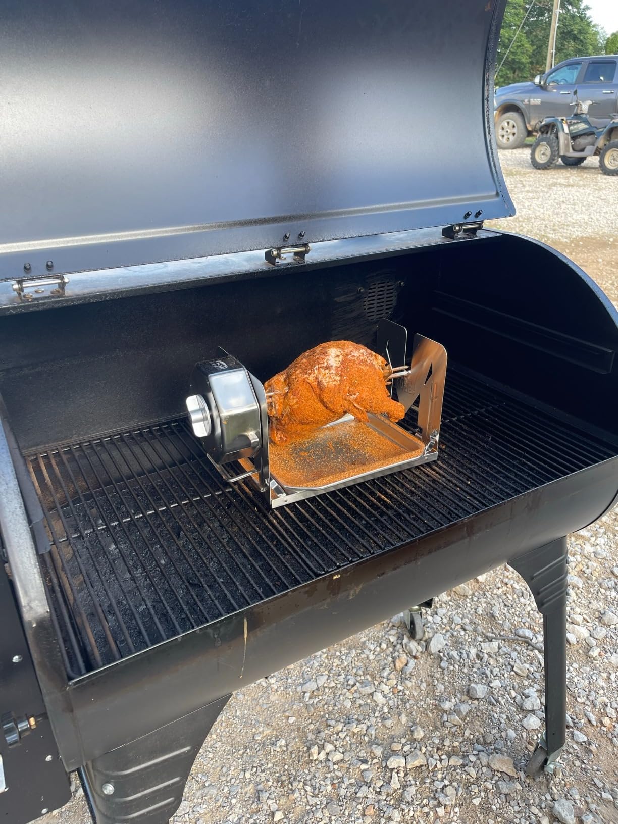 ROTO-Q 360 Family Rotisserie Kit - Non-Electric Wind-Up Spit Roaster with Tumble Basket, Flat Cage, Skewer Set & Mat for Grill, Oven, Smoker, Portable BBQ Cooking, Tailgating, or Camping Use customer photo 2