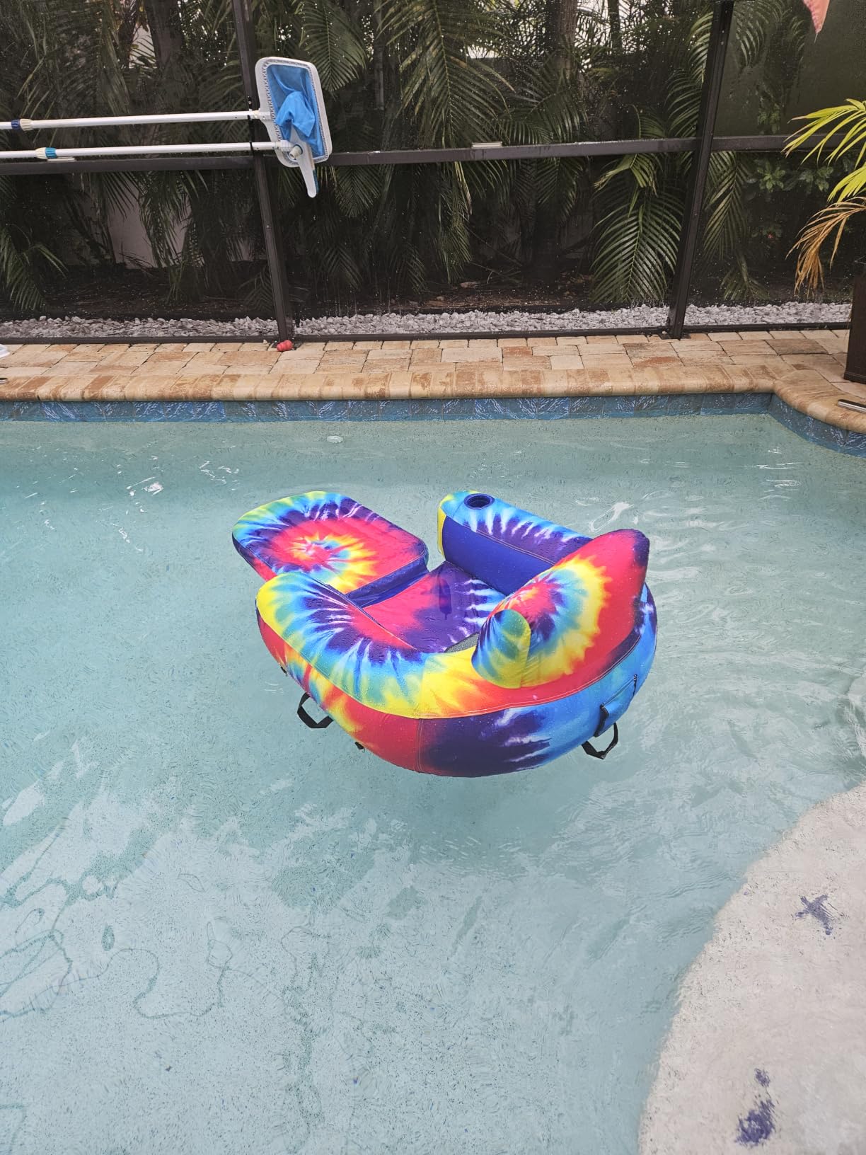 Pool Lounger Inflatable Pool Floats - Pool, Lake, River Floating Lounge Chair Heavy Duty Fabric Pool Raft 2in1 Convertible Chair - Leopard, Camo, Tie-Dye Colors customer photo 1