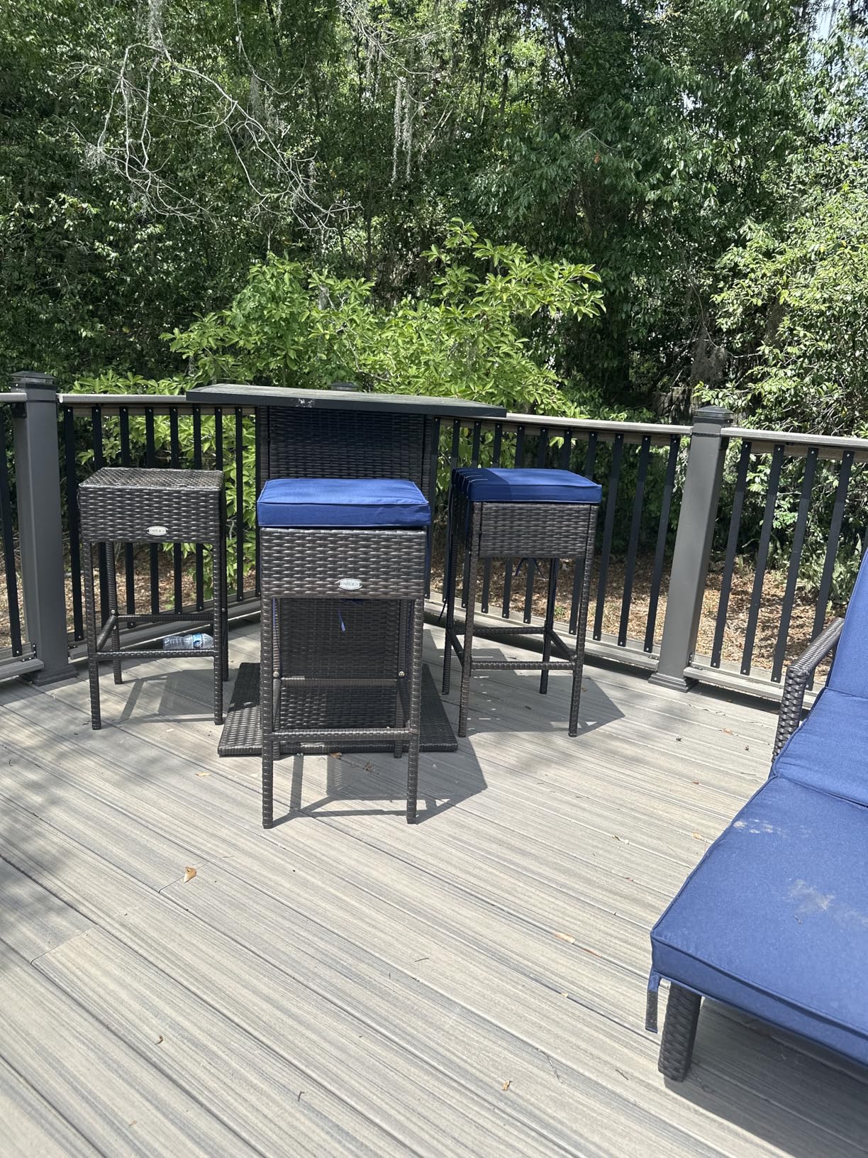 RELAX4LIFE 5-Piece Outdoor Bar Set, Wicker Rattan Bar Height Patio Set w/4 Cushion Bar Stools & Table with Hidden Storage, 5PCS Outdoor High Top Table and Chairs Set for Backyard Poolside (Red) customer photo 1