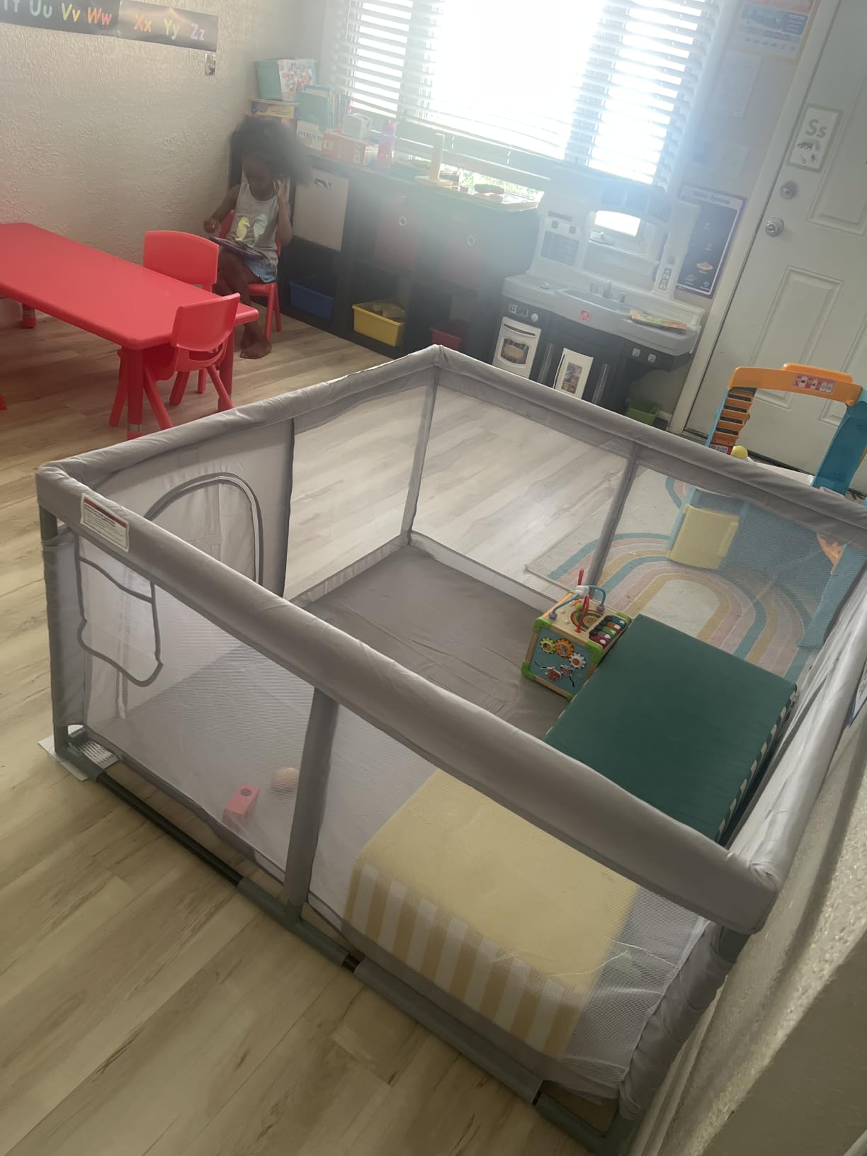 Hiaksedt Baby Playpen 50x50 Inch, Play Pens for Babies and Toddlers | Baby Fence for Indoor & Outdoor, Sturdy Safety Play Yard with Soft Breathable Mesh, Anti-Fall, Grey customer photo 1