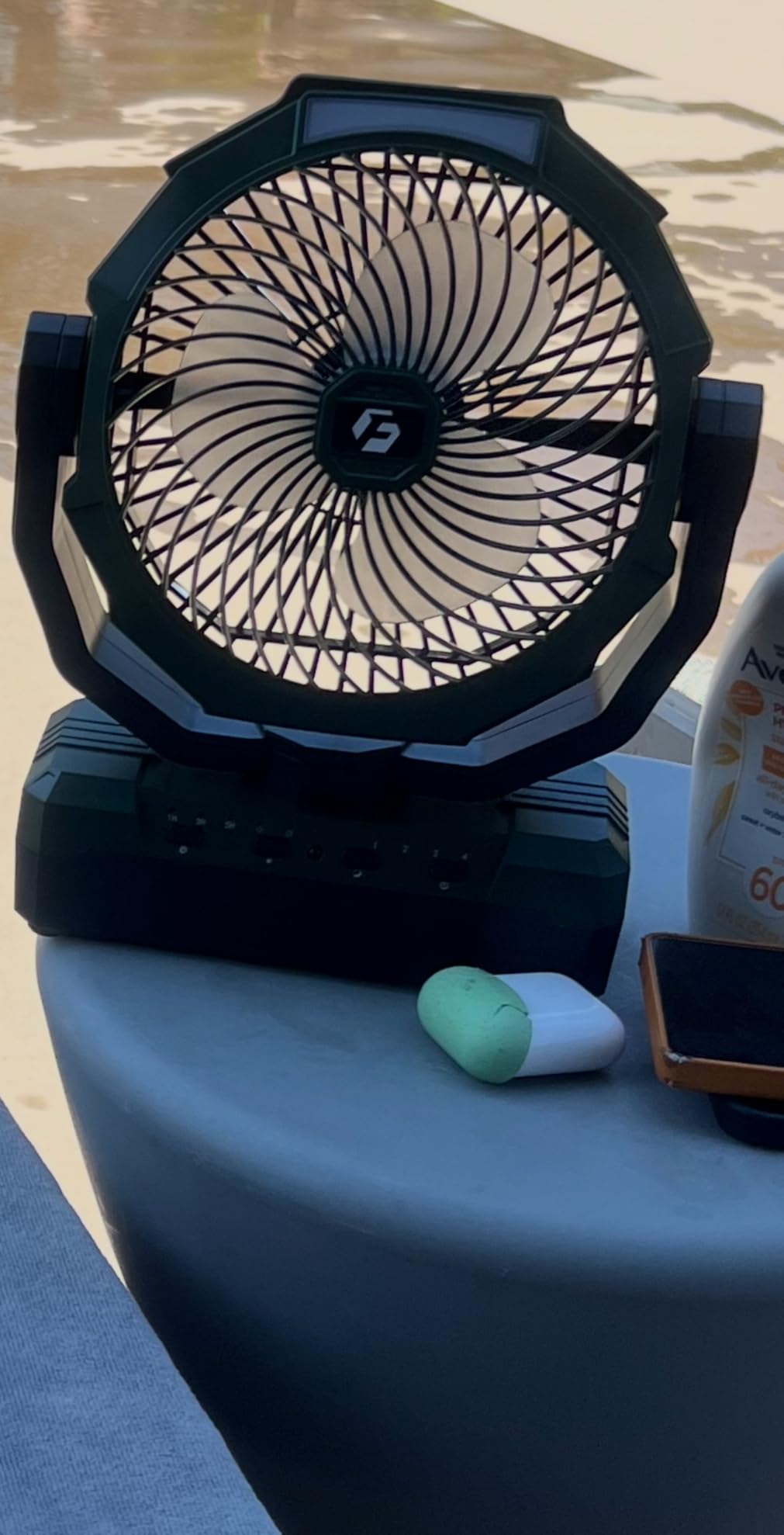 FRIZCOL 3-in-1 Camping Fan - Portable Fans Rechargeable - 24000mAh Battery Powered Fan with Light & Remote for Indoor, Outdoor, Tent, Travel, Fishing, Jobsite, Gifts for Men Dad Him - Green customer photo 1