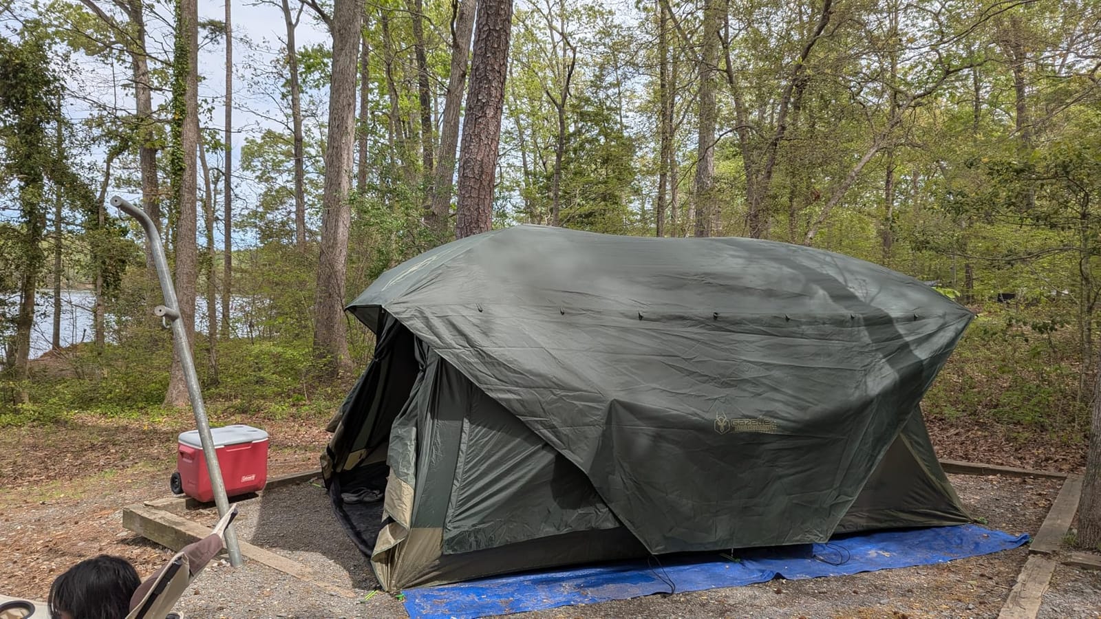 Gazelle Tents T4 Tandem Hub Tent Overland Edition, Easy 90 Second Set-Up, Waterproof, UV Resistant, Footprint, All-Terrain Stakes, 4-8 Person, Alpine Green/Oak Moss, 78