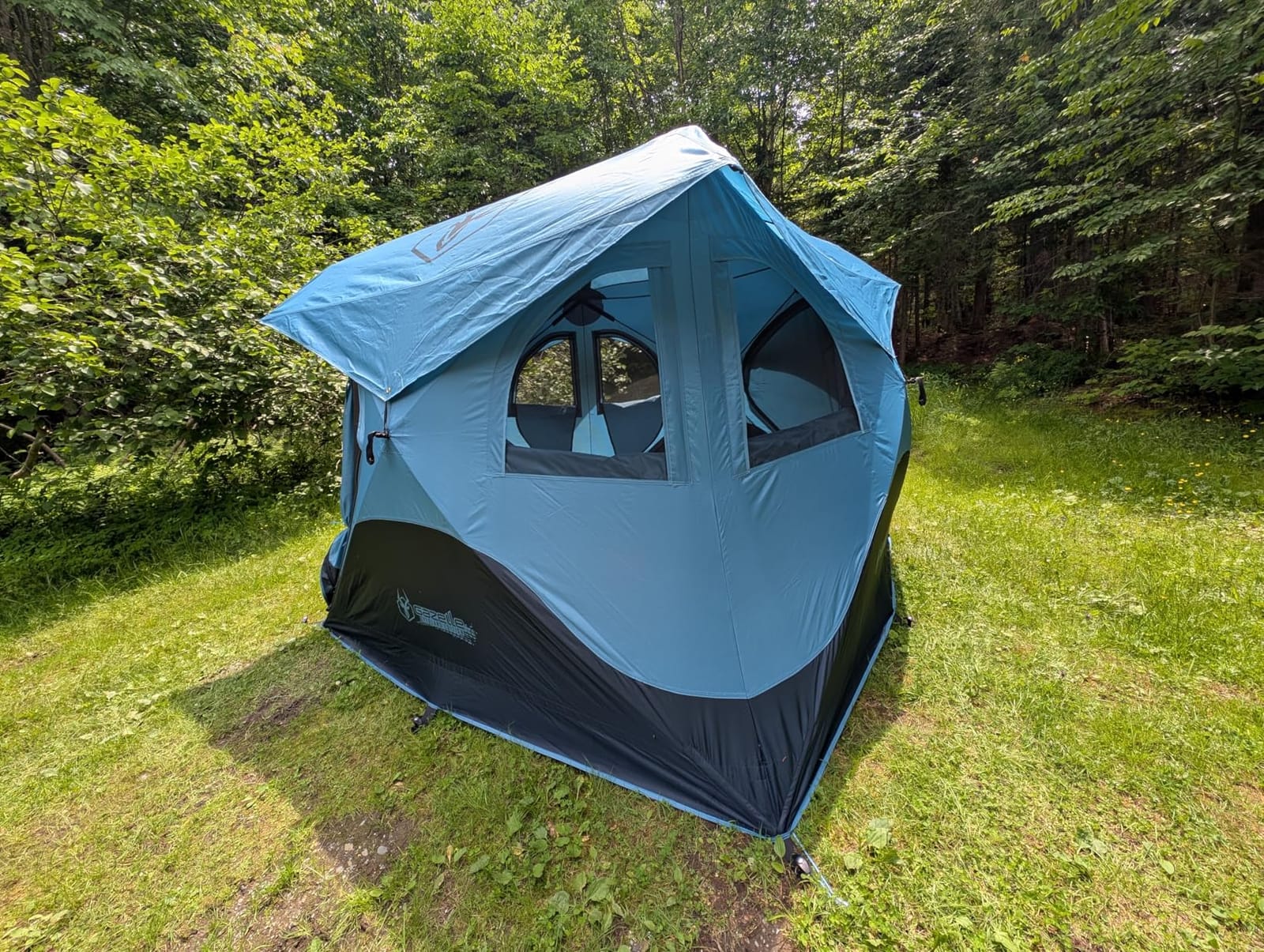 Gazelle Tents T3X Hub Tent Overland Edition, Easy 90 Second Set-Up, Waterproof, UV Resistant, Removable Floor, Footprint, 3-Person, Pacific Blue, 68
