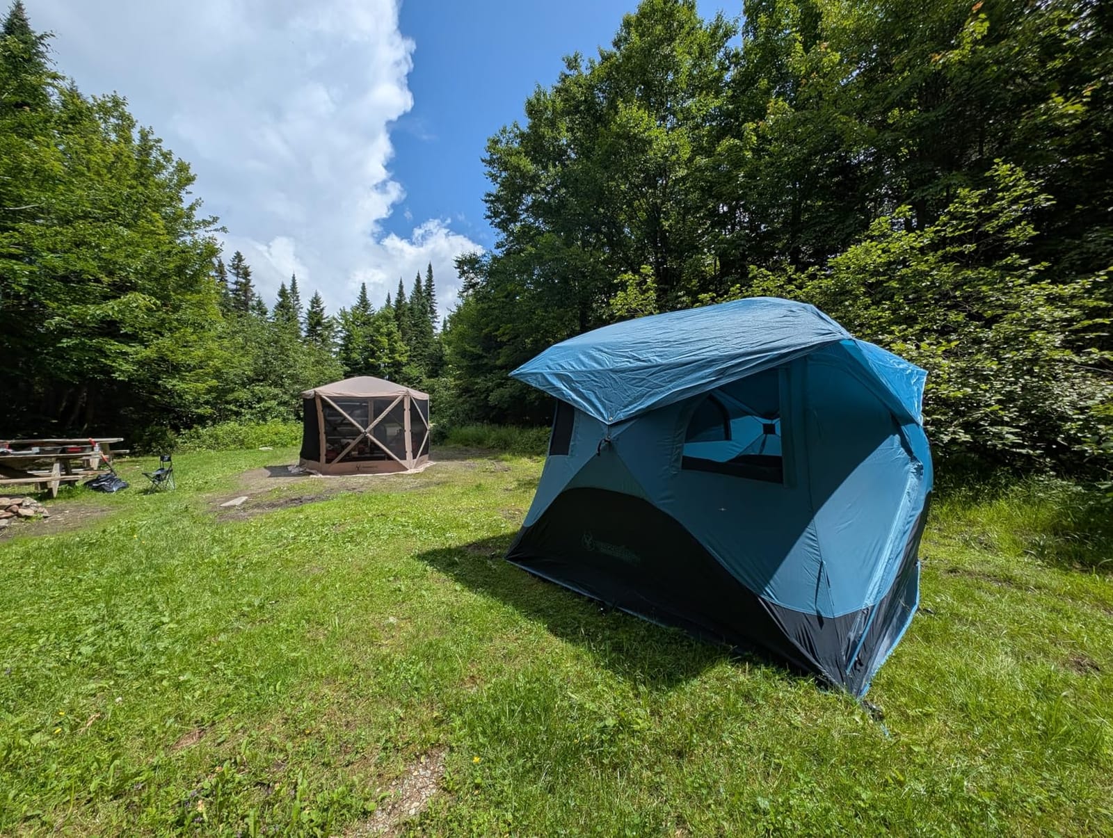 Gazelle Tents T3X Hub Tent Overland Edition, Easy 90 Second Set-Up, Waterproof, UV Resistant, Removable Floor, Footprint, 3-Person, Pacific Blue, 68