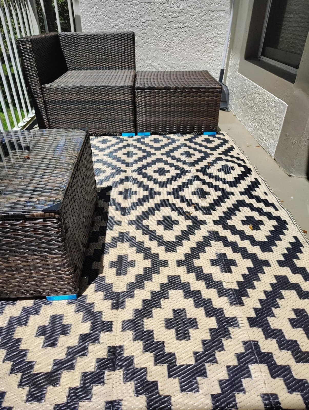 SAND MINE Reversible Mats, Plastic Straw Rug, Modern Area Rug, Large Floor Mat and Rug for Outdoors, RV, Patio, Backyard, Deck, Picnic, Beach, Trailer, Camping, Black & Beige, 6' x 9' customer photo 1
