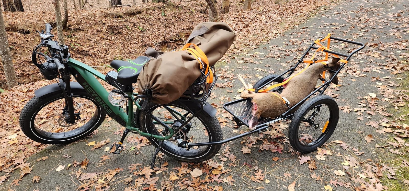 Bakcou Ultralight Folding eBike Trailer - 16x3 Fat Tires, Folding Frame, Hitch Attachment, Axle Extenders, Canvas Liner, For Cargo Hauling customer photo 2