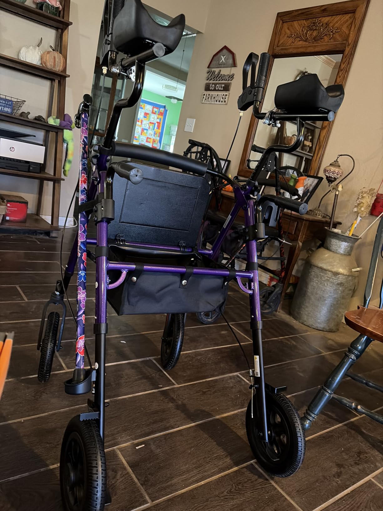ELENKER All-Terrain Upright Rollator Walker with Padded Seat, 10