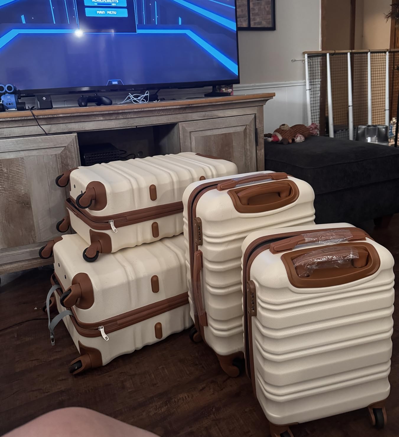 LONG VACATION Luggage Sets, 6 Piece, Hardshell Suitcase with Spinner Wheels | Family & Extended Travel Use, ABS+PC Lightweight Luggage with YKK Zipper, TSA Lock, Space-Saving Nested, Black-Brown customer photo 2