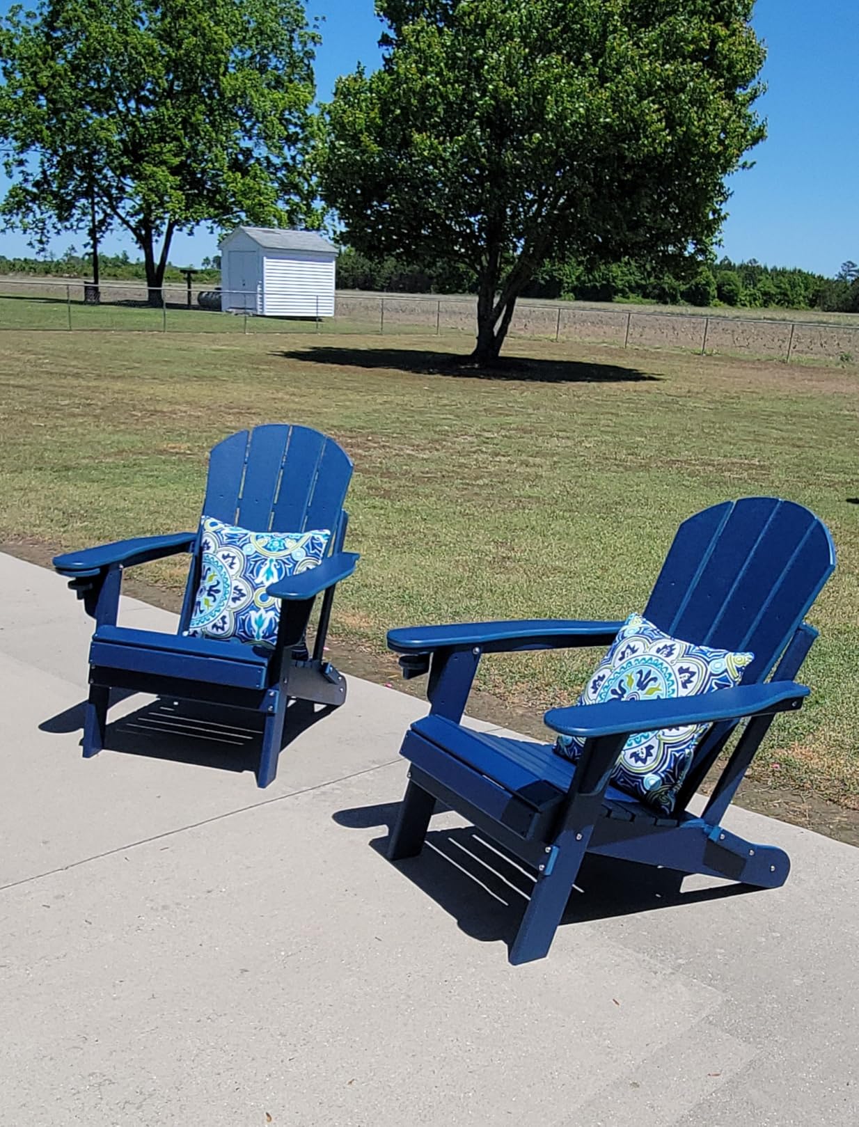 GREENVINES Folding-Adirondack-Chairs Set of 2, HDPE All Weather, Blue customer photo 1