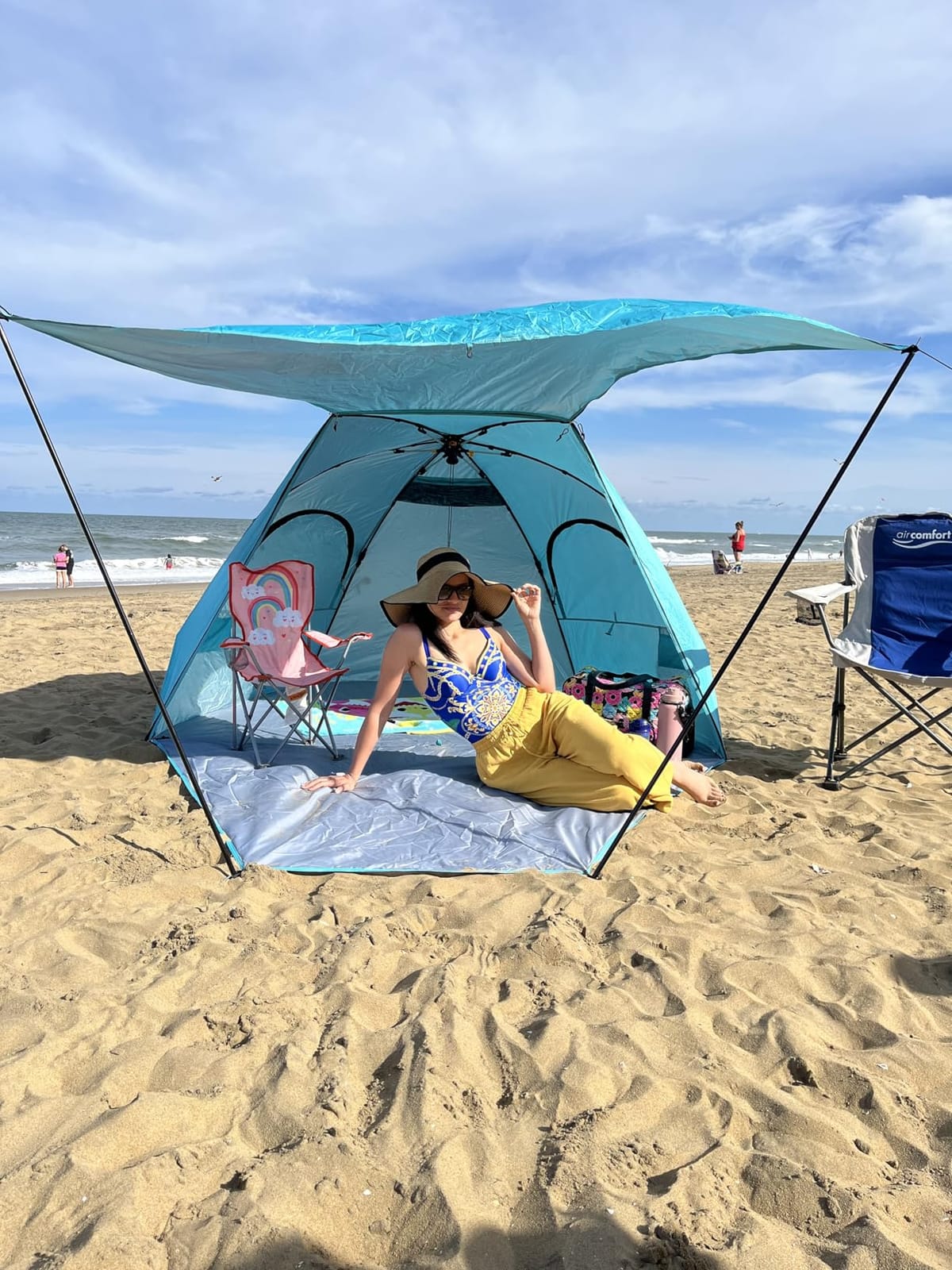 Elegear Beach Tent with 360 Removable Canopy 4-6 Person Automated Pop Up | CumbreX Beach Cabana Sun Shade Shelter, UPF 50+, Double Silver Coating, Portable Lightweight, For Beach/Outdoor, Blue customer photo 1