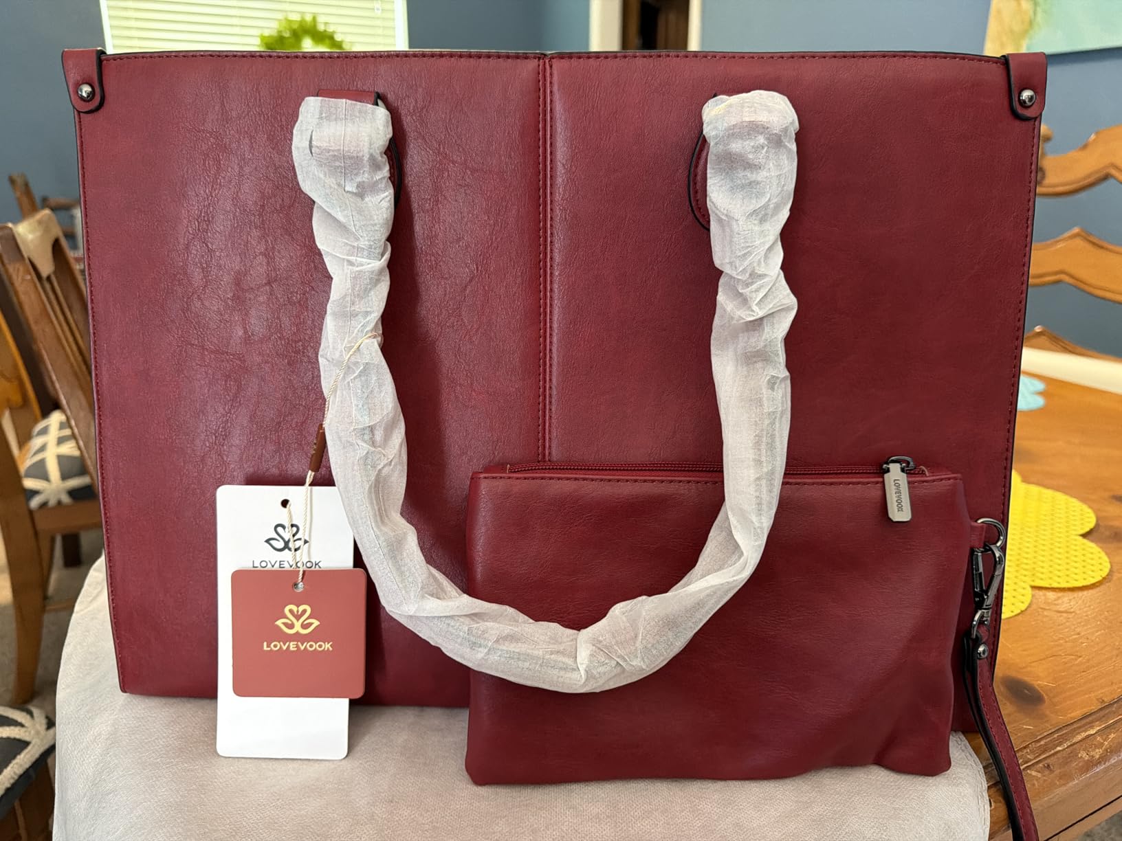 LOVEVOOK Laptop Tote Bag for Women, 15.6 Inch Professional Work Bag with Matching Clutch, Waterproof Vintage Leather Computer Tote for Office, Business Travel & Daily Use, Gift for Women customer photo 1