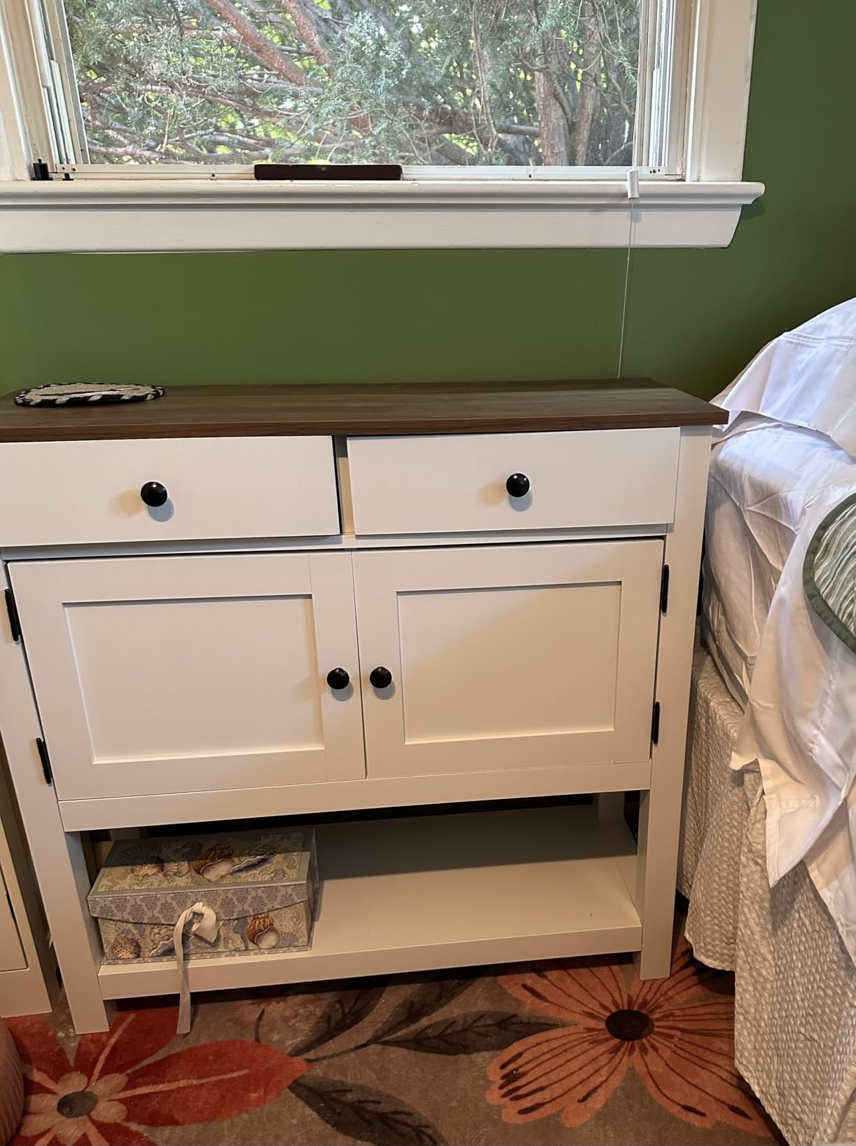 HOSTACK Farmhouse Console Table with Storage, 35.4