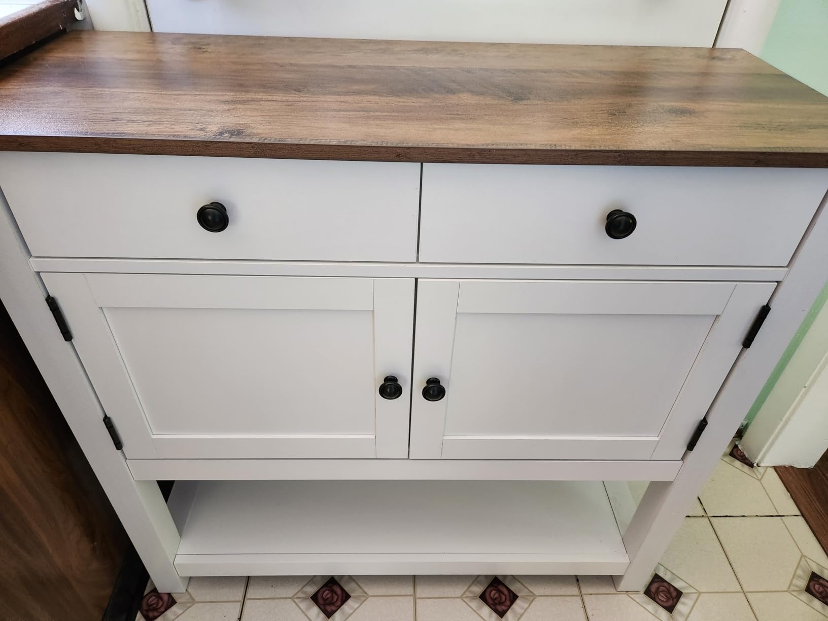 HOSTACK Farmhouse Console Table with Storage, 35.4