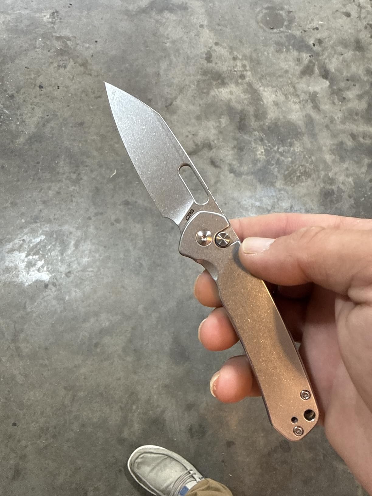 CJRB Pyrite-Alt Folding Pocket Knife, Button Lock Knife with 3.11'' AR-RPM9 Wharncliffe Blade PVD Coating Steel Handle, EDC Knife for Men Women Tactical Outdoor Hiking Gift (J1925A) customer photo 1