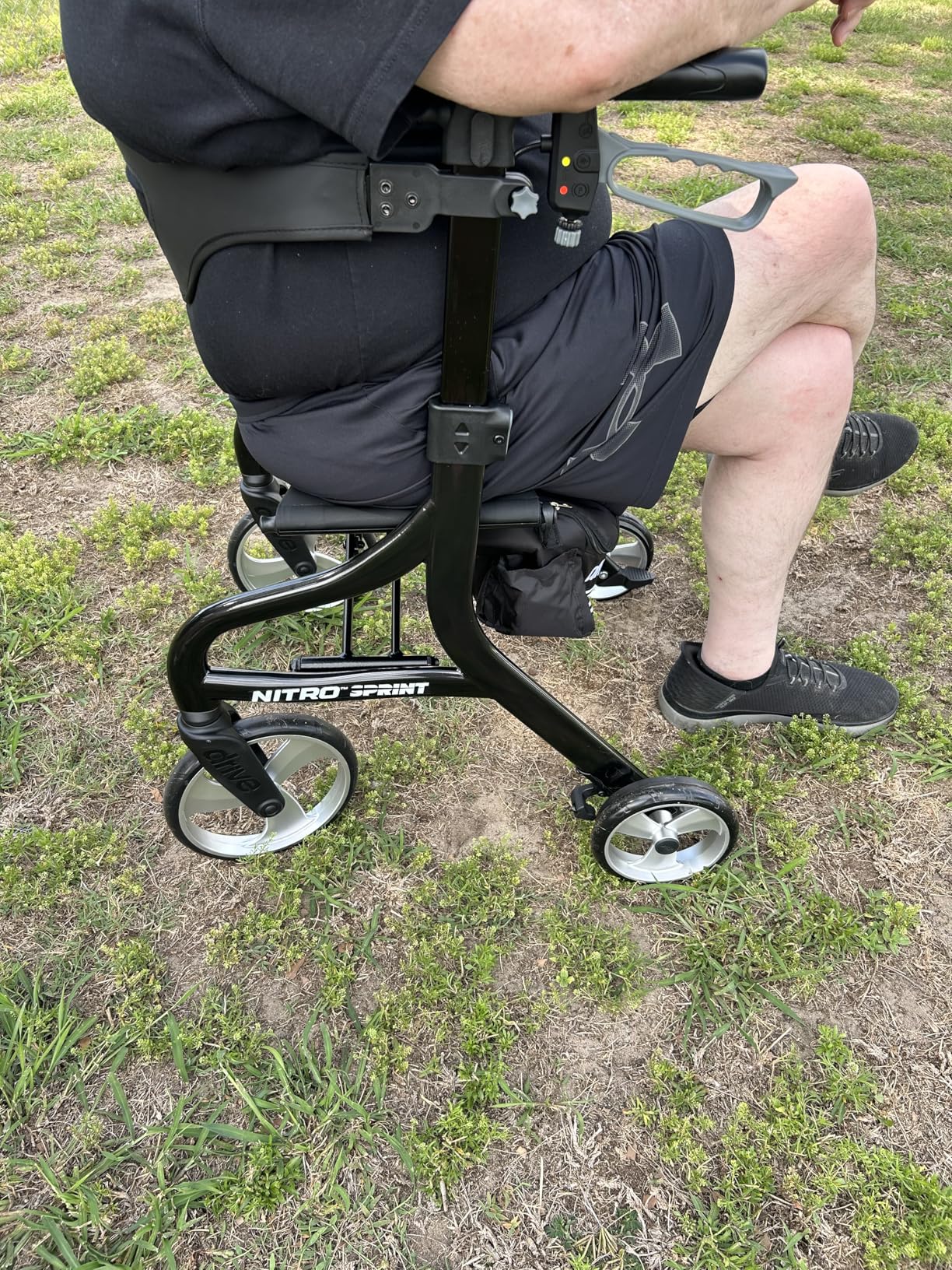Drive Medical Nitro Sprint Foldable Rollator Walker with Seat - Lightweight Support - Large Wheels - Compact Folding Design - Adjustable Comfort - Standard Size - Red customer photo 1