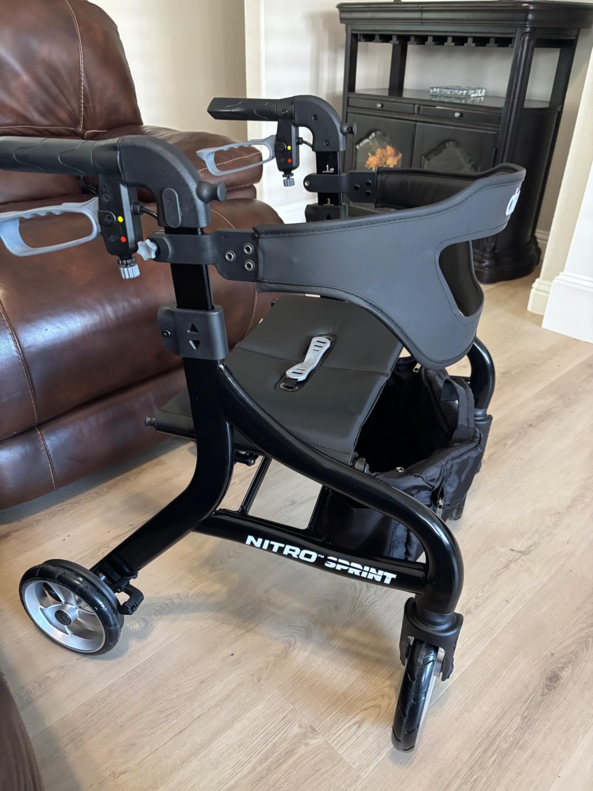 Drive Medical Nitro Sprint Foldable Rollator Walker with Seat - Lightweight Support - Large Wheels - Compact Folding Design - Adjustable Comfort - Standard Size - Red customer photo 2