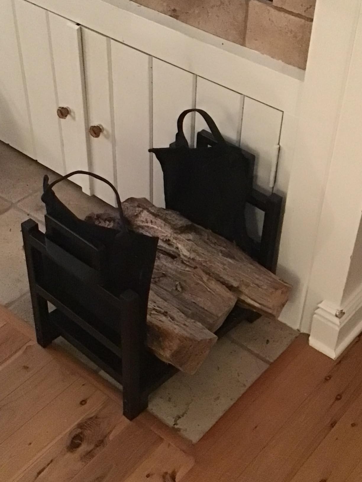 MOFEEZ Firewood Rack Log Holder Indoor with Wood Carrier, Powder-coated Steel Made, Up-loaded to 110lb, 18inch(L) x 13inch(W) x 17inch(H) customer photo 2