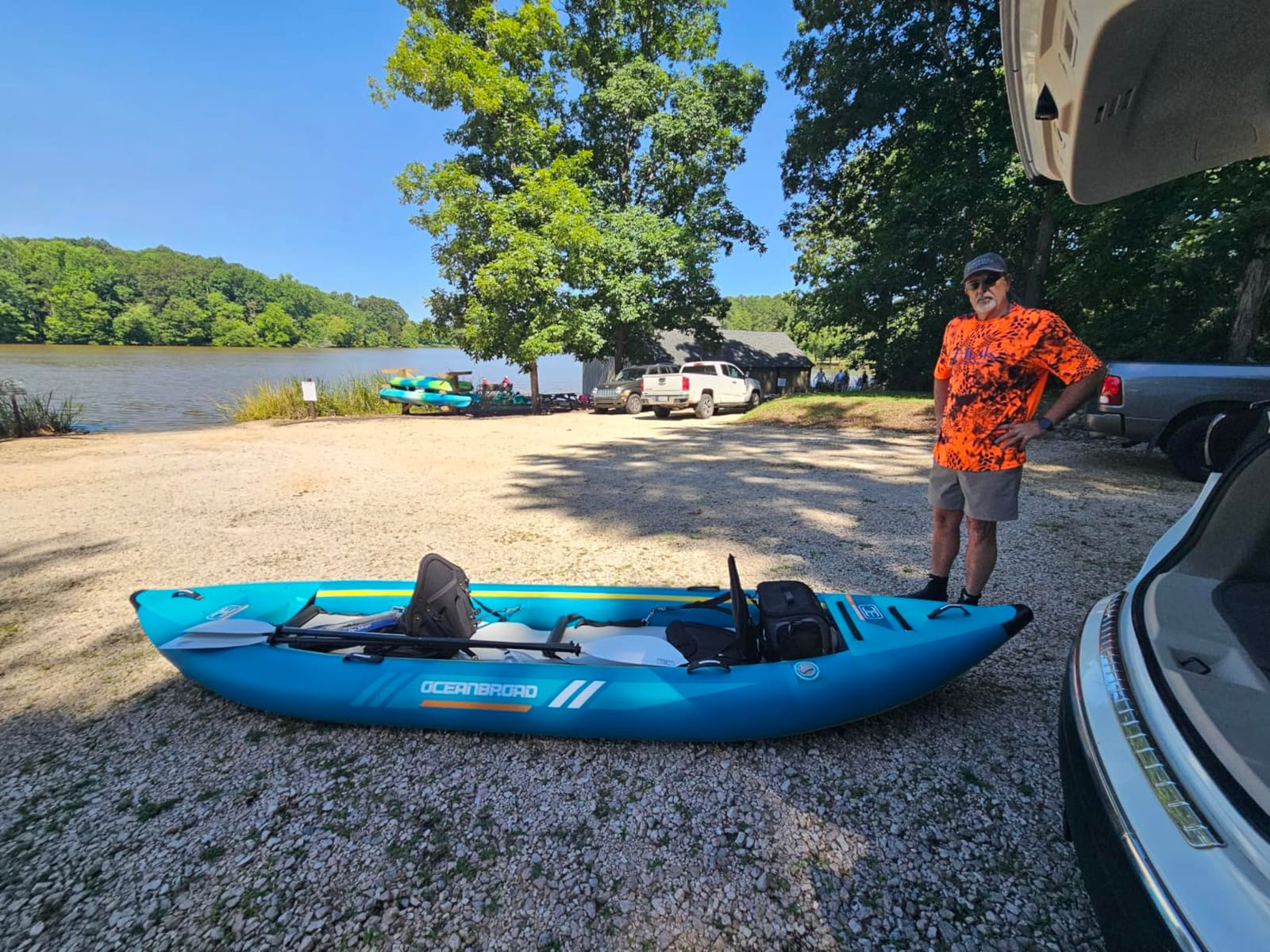 OCEANBROAD Inflatable Sit-in Kayak, 1 Person/2 Person Touring Kayak | Drop-Stitch Floor, 10.5ft/13.7ft, Single/Tandem, Blow Up Kayak for Adults with Paddle, Kayak Seat, Pedal, Hand Pump, Bag customer photo 2