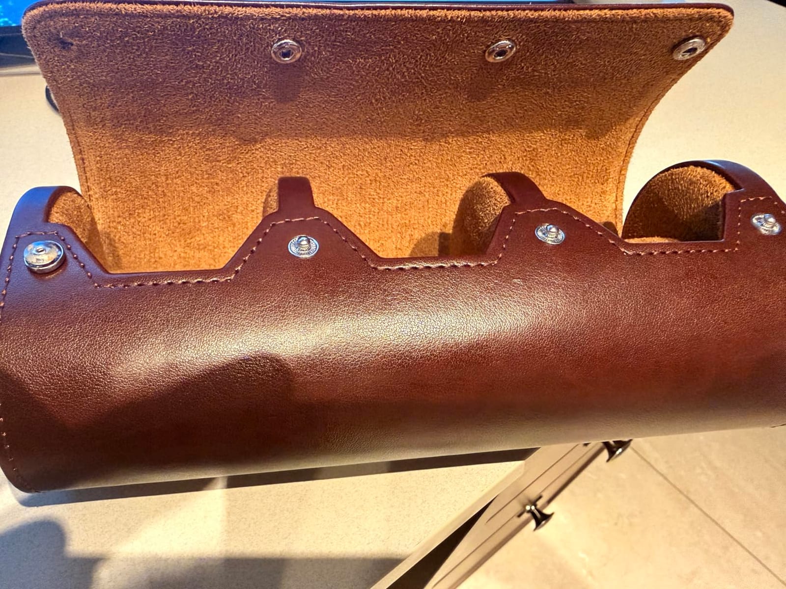 MR.OKAY 3 Watch Travel Case- Classic Leather Watch Case With Perfect Texture. Portable Watch Roll Or Organizer For Storage And Display. Luxury Gifts For Men, All Handmade by Artisans. customer photo 1