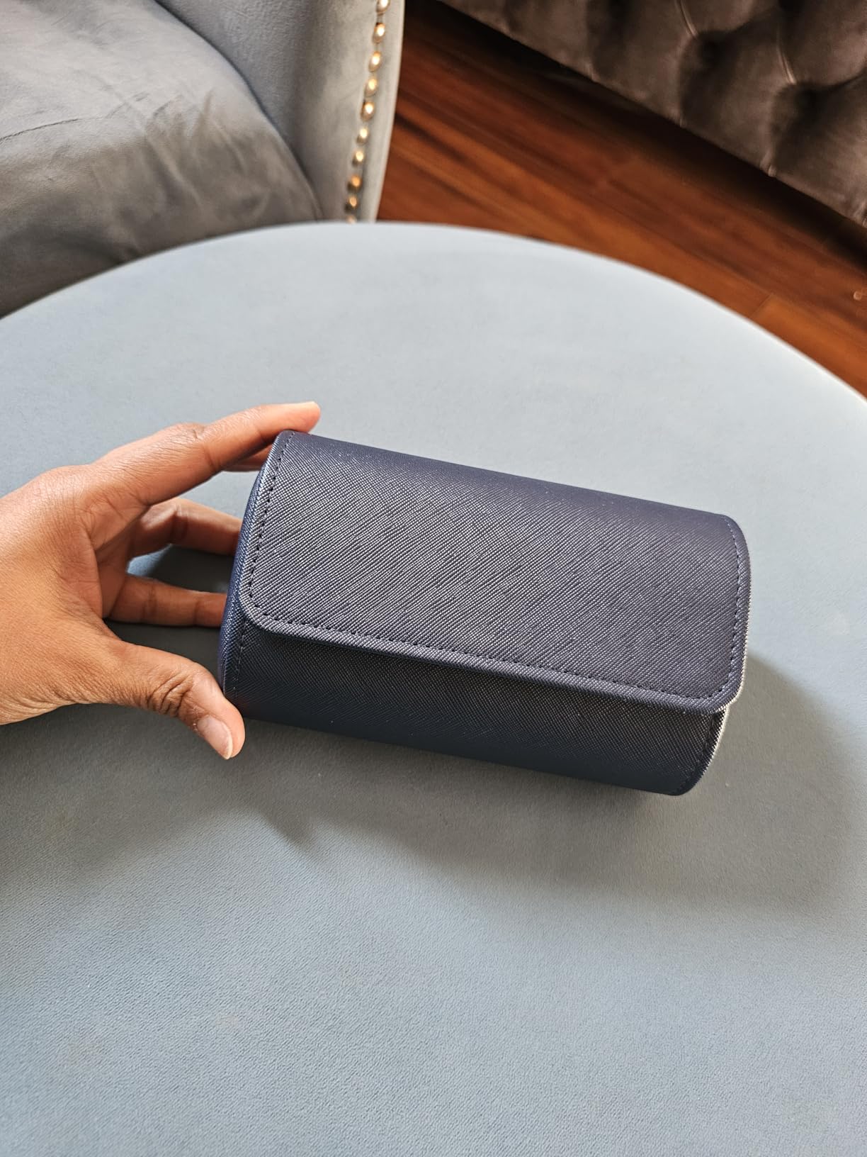 MR.OKAY 3 Watch Travel Case- Classic Leather Watch Case With Perfect Texture. Portable Watch Roll Or Organizer For Storage And Display. Luxury Gifts For Men, All Handmade by Artisans. customer photo 2