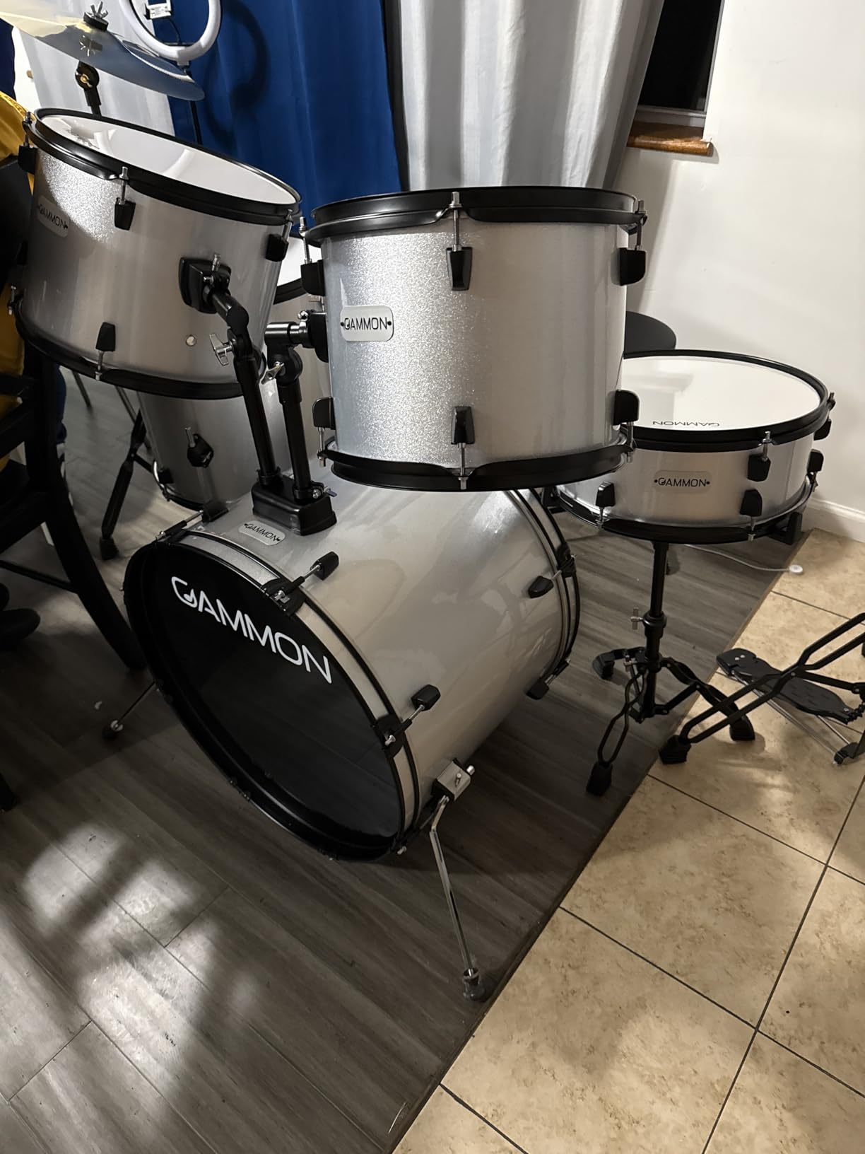 Gammon Percussion Full Size Complete Adult 5-Piece Drum Set with Cymbals, Stands, Stool, and Sticks - Red customer photo 1