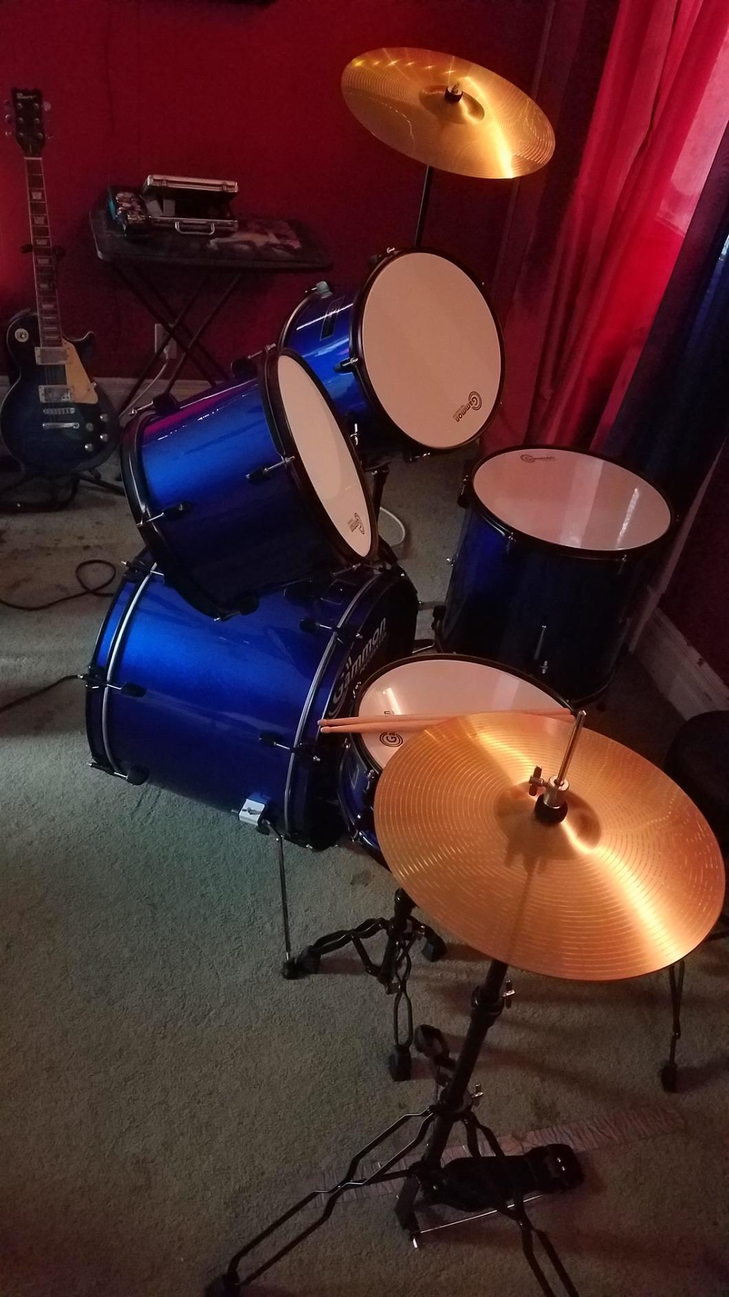 Gammon Percussion Full Size Complete Adult 5-Piece Drum Set with Cymbals, Stands, Stool, and Sticks - Red customer photo 2