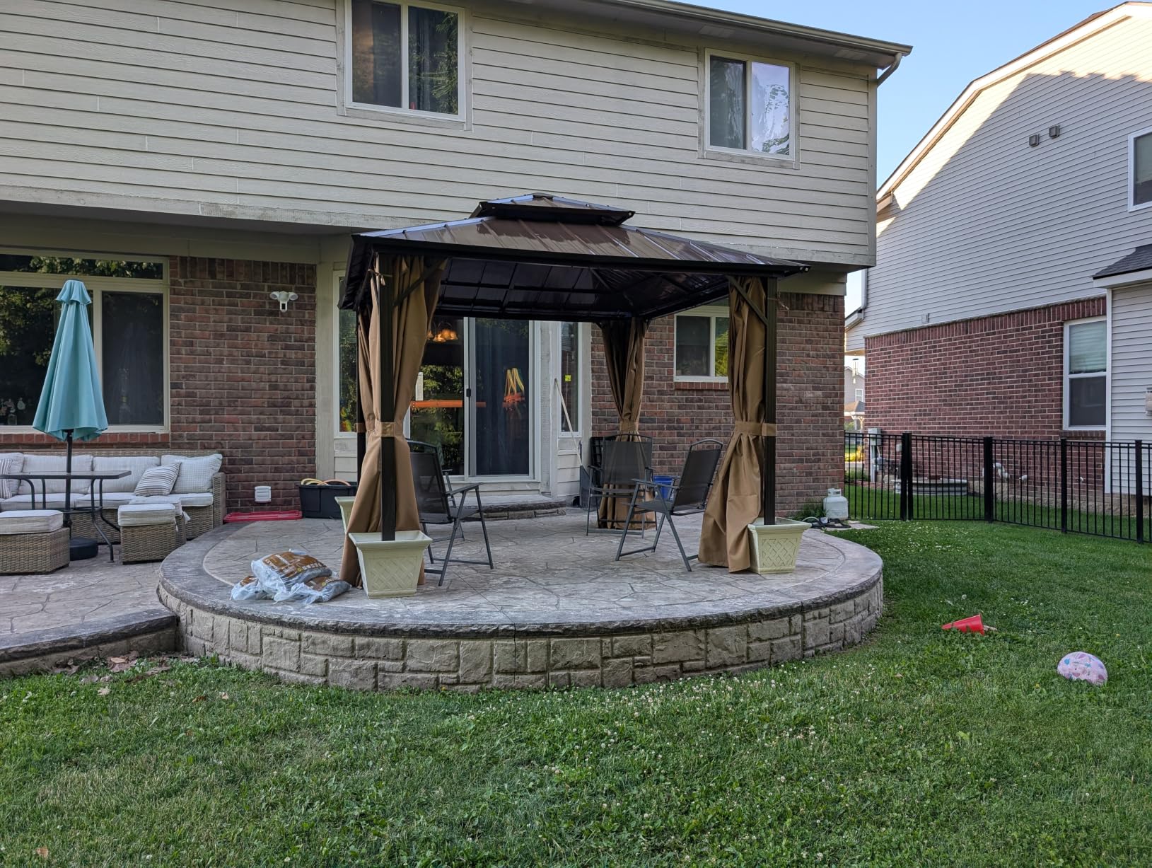 12' x 16' Hardtop Gazebo with Galvanized Steel Double Roof, Aluminum Pergolas Frame, Curtains and Netting Included, Metal Outdoor Gazebos for Garden, Patios, Lawns, Parties customer photo 1