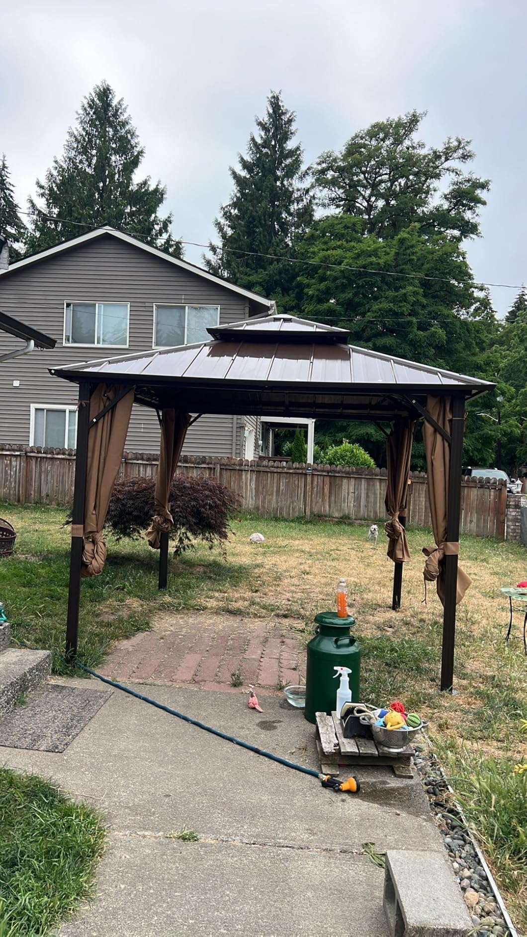 12' x 16' Hardtop Gazebo with Galvanized Steel Double Roof, Aluminum Pergolas Frame, Curtains and Netting Included, Metal Outdoor Gazebos for Garden, Patios, Lawns, Parties customer photo 2