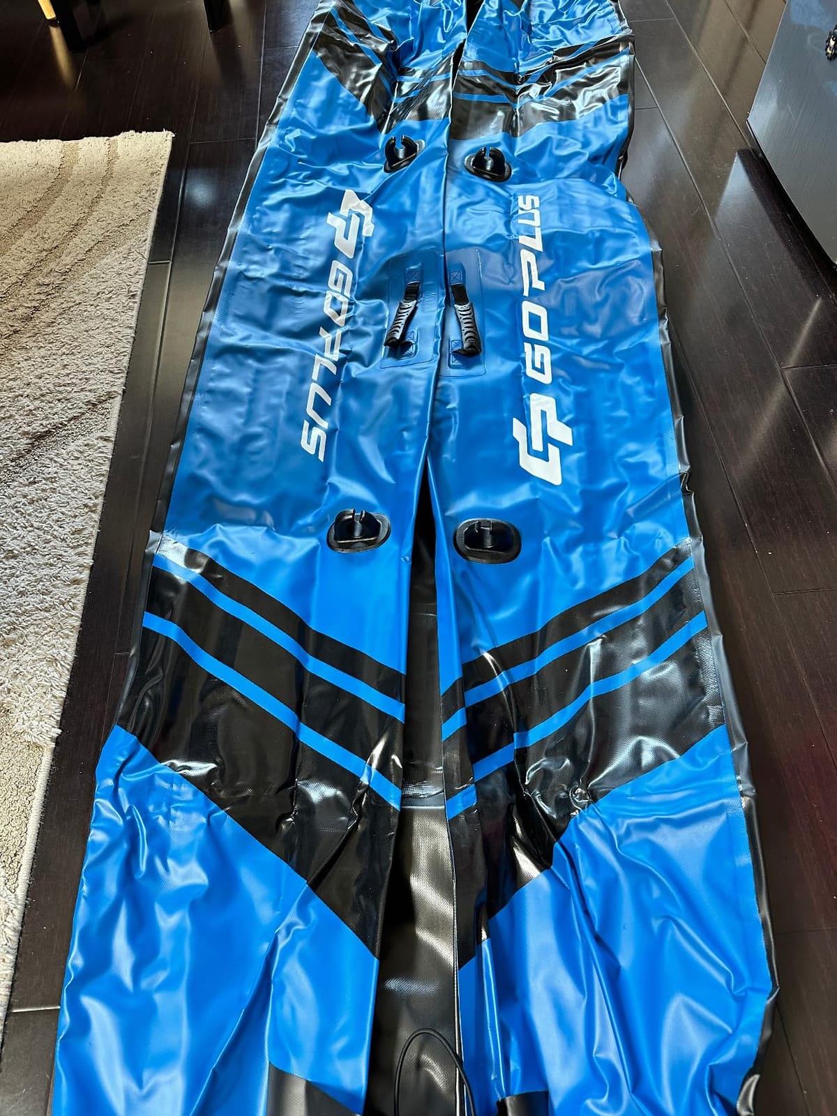 GYMAX Inflatable Kayak, 12.5Ft 507lbs Tandem Kayak with 2 Aluminum Paddles, 2 Padded Seats, Footrests, 2 Fins, Hand Pump, Carry Bag & Repair Kit, 2 Person Fishing Touring Kayak for Adults customer photo 2