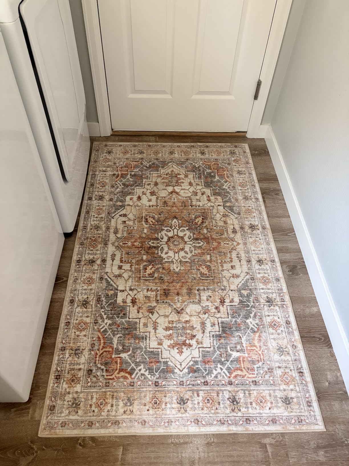 Madane Hallway Runner Rug 2x8 Washable Kitchen Rugs Non-Slip, Turmeric/Grey | Vintage Machine Washable Low-Pile Floor Carpet 8ft, Soft Ultra-Thin Throw Entry Foyer Mat for Entrance Laundry Living Room customer photo 1