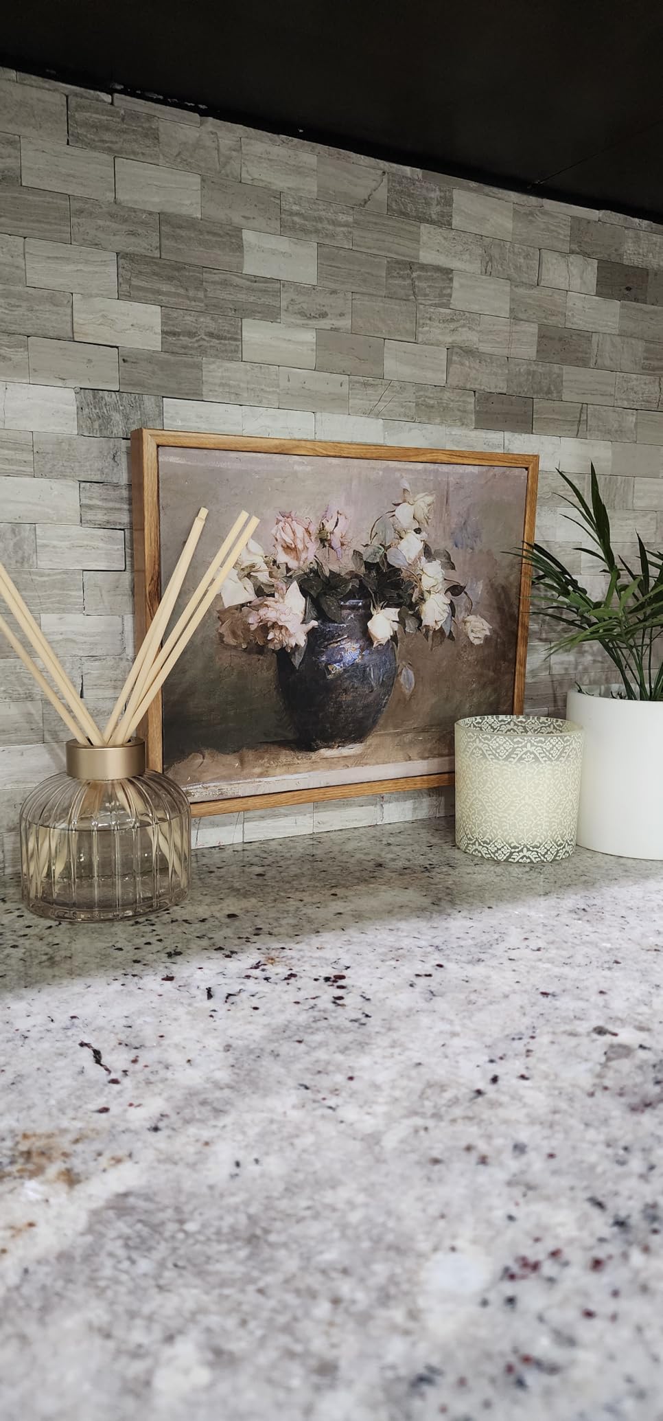 InSimSea Framed Canvas Wall Art Vintage Decor, Landscape Wall Art, Meadow with Flowers Art, Modern Farmhouse Decor, Cottagecore Bedroom Bathroom Office Decorations, 24