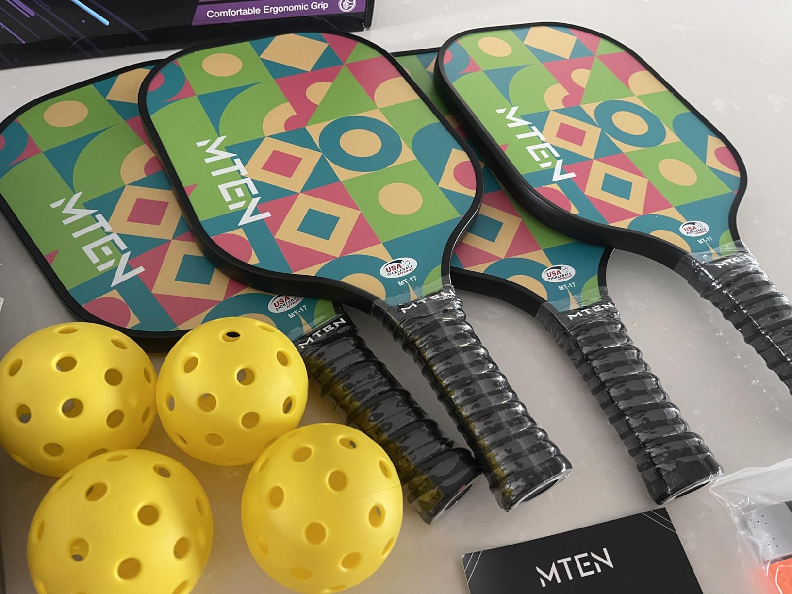 MTEN Pickleball Paddles Set of 2/4/1, USAPA Approved Fiberglass Rackets | Lightweight Set for Men, Women, Beginners & Intermediate customer photo 1