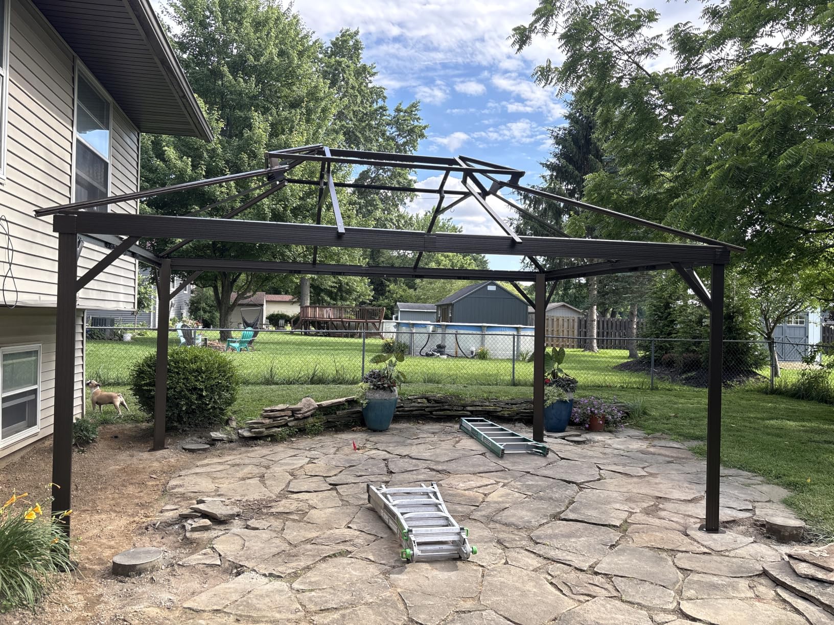 EROMMY 10' x 12' Hardtop Gazebo, Aluminum Frame Gazebos with Galvanized Steel Double Roof, Permanent Outdoor Metal Pavilion with Curtain and Netting for Patio, Lawn, Deck customer photo 2